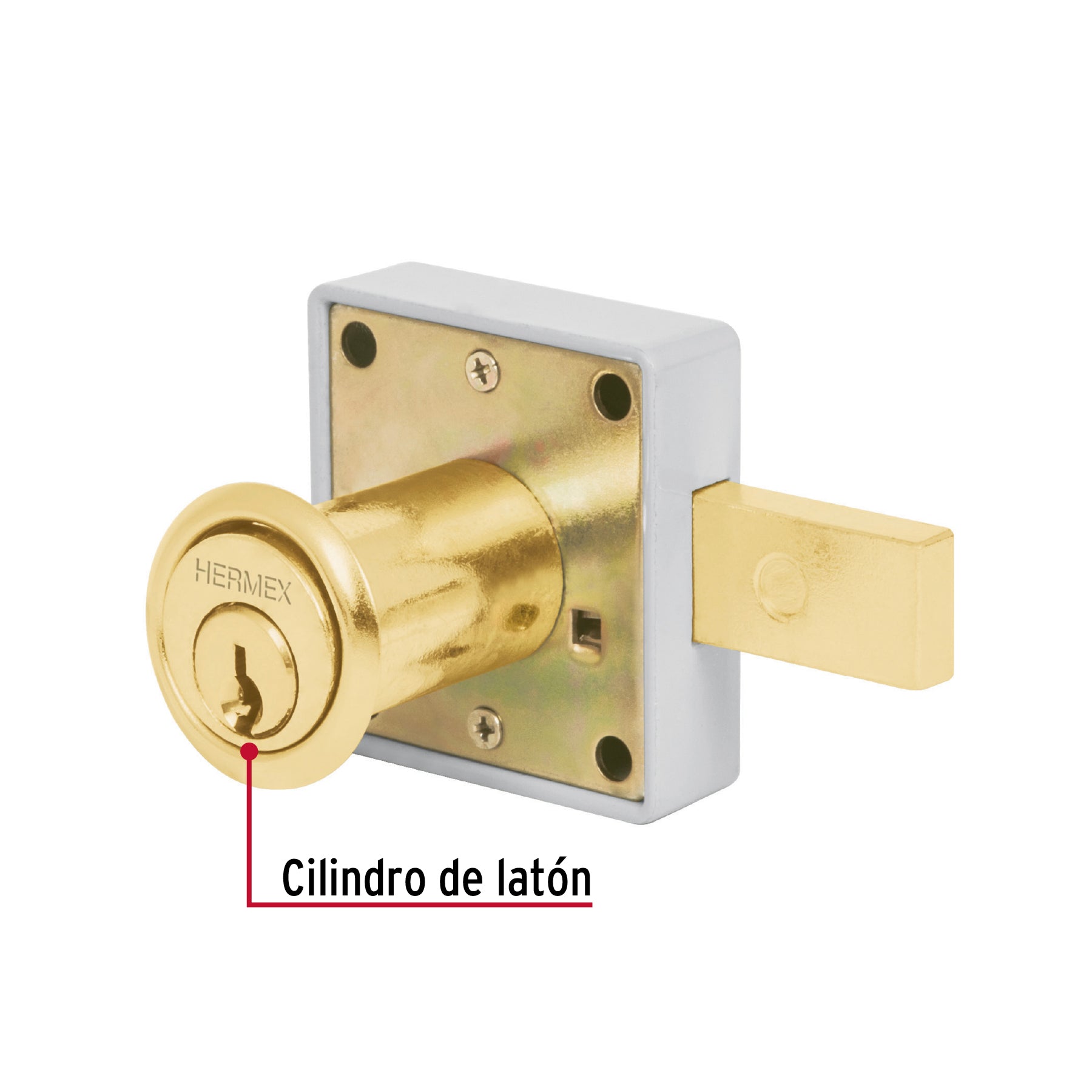 Cerradura para mueble, modelo 25, latón