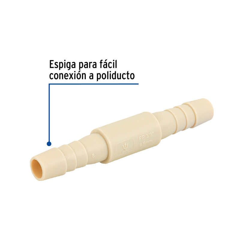 Cople Inserción de polipropileno, 3/8"