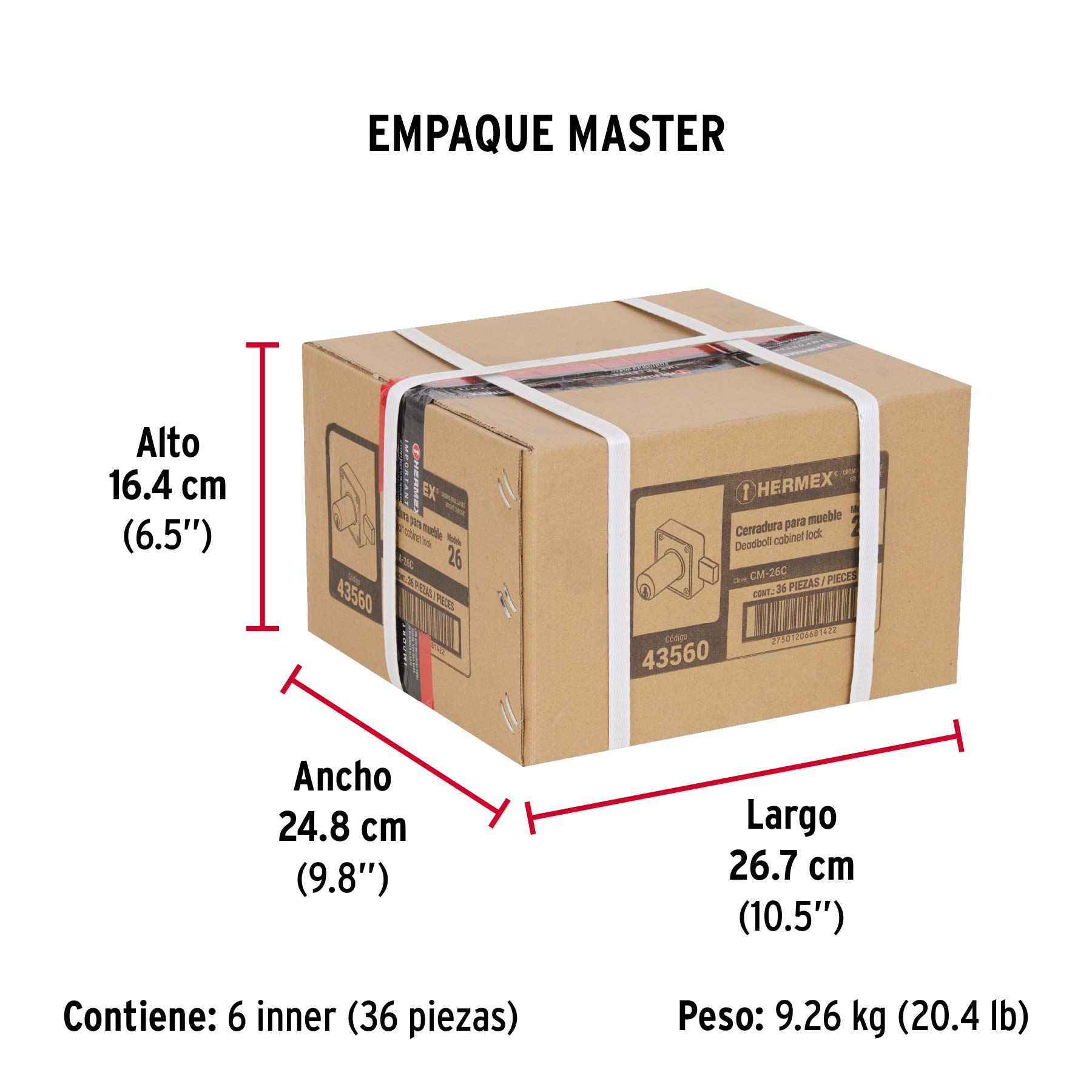 Cerradura para mueble, modelo 26, cromo