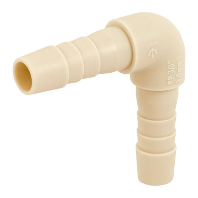 Codo 90° inserción de polipropileno, 3/8"