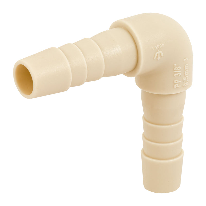 Codo 90° inserción de polipropileno, 3/8"