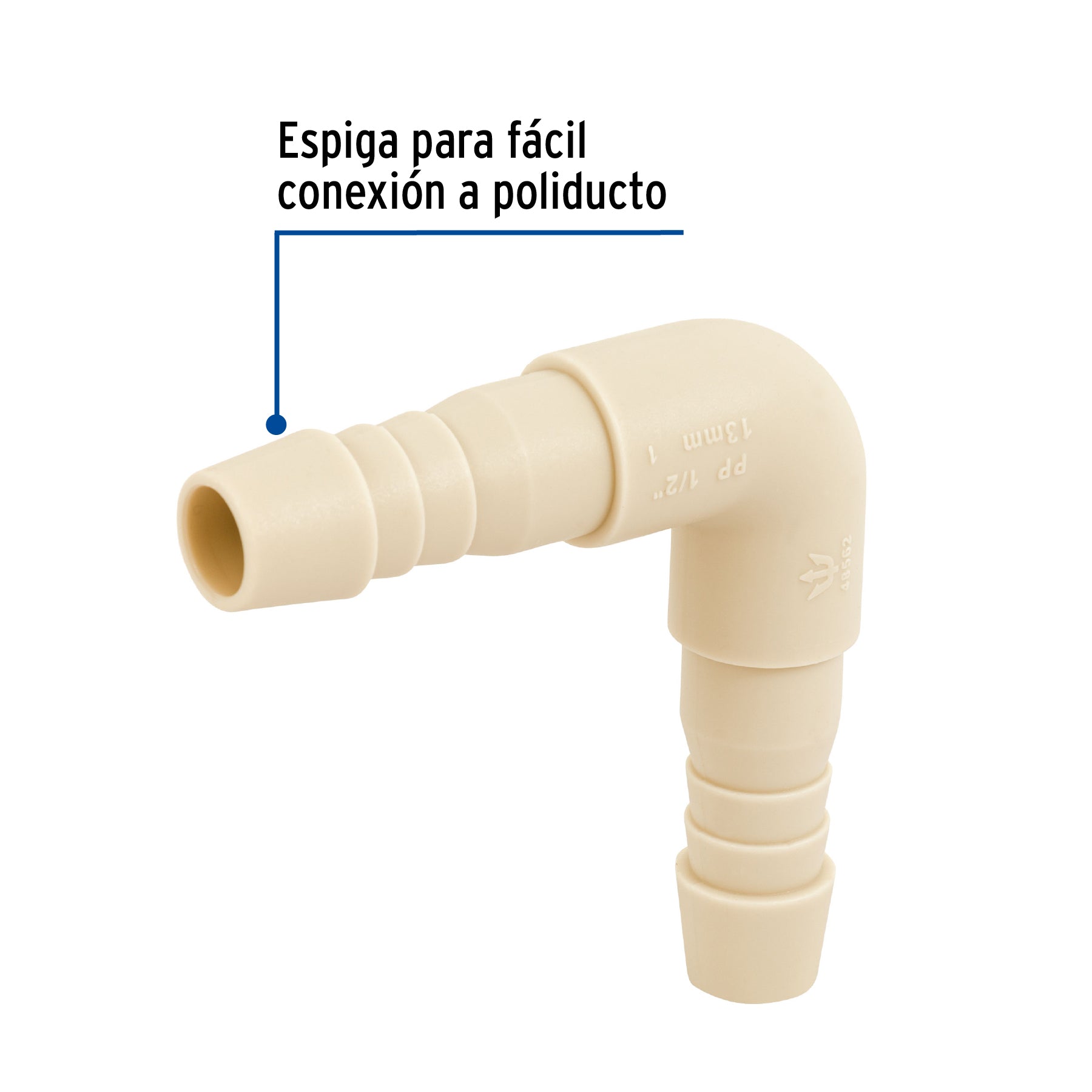 Codo 90° inserción de polipropileno, 1/2"