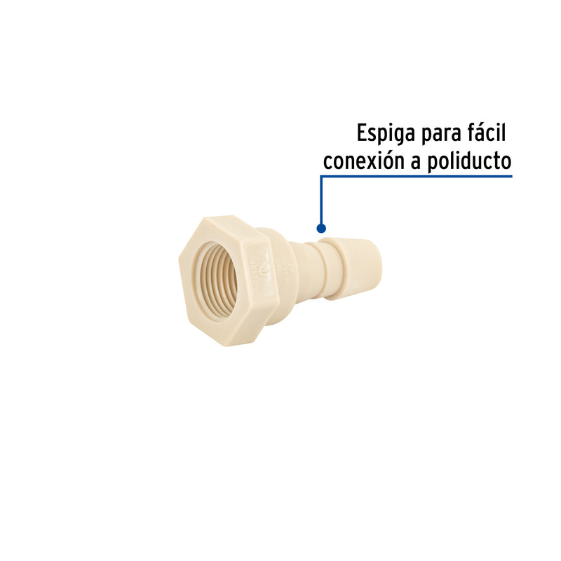 Adaptador inserción rosca interior, 1/2"x1/2"