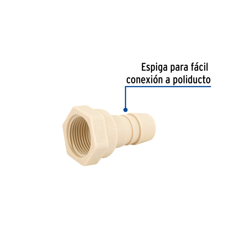 Adaptador inserción rosca interior, 3/4"x3/4"
