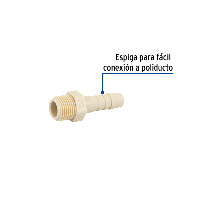 Adaptador inserción rosca exterior, 1/2"x3/8"