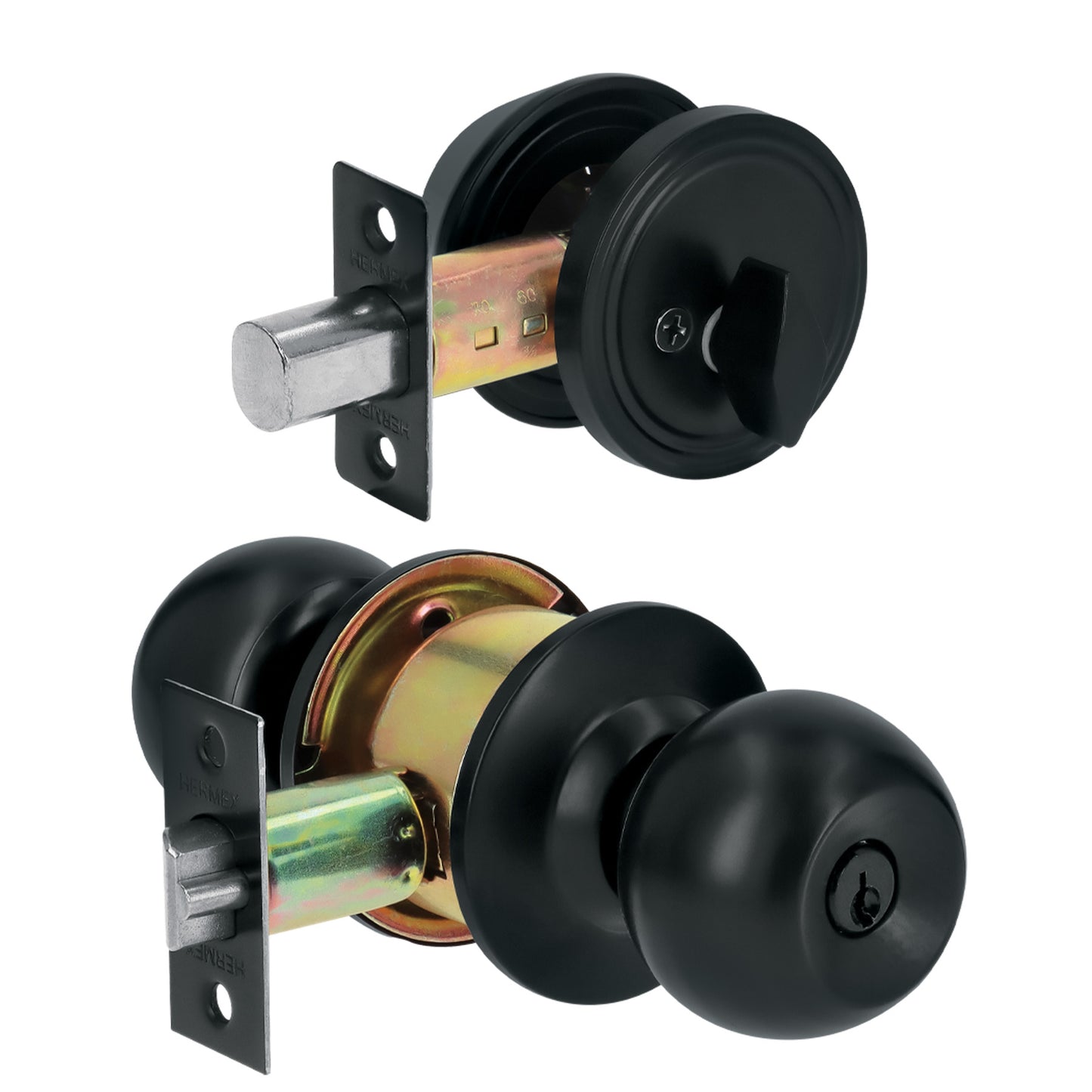 Combo cerraduras, llave-mariposa, Negro, Hermex Basic