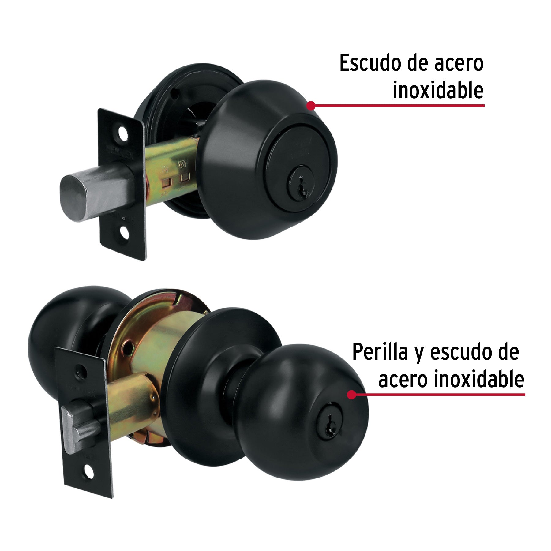 Combo cerraduras, llave-llave, Negro, Hemex Basic