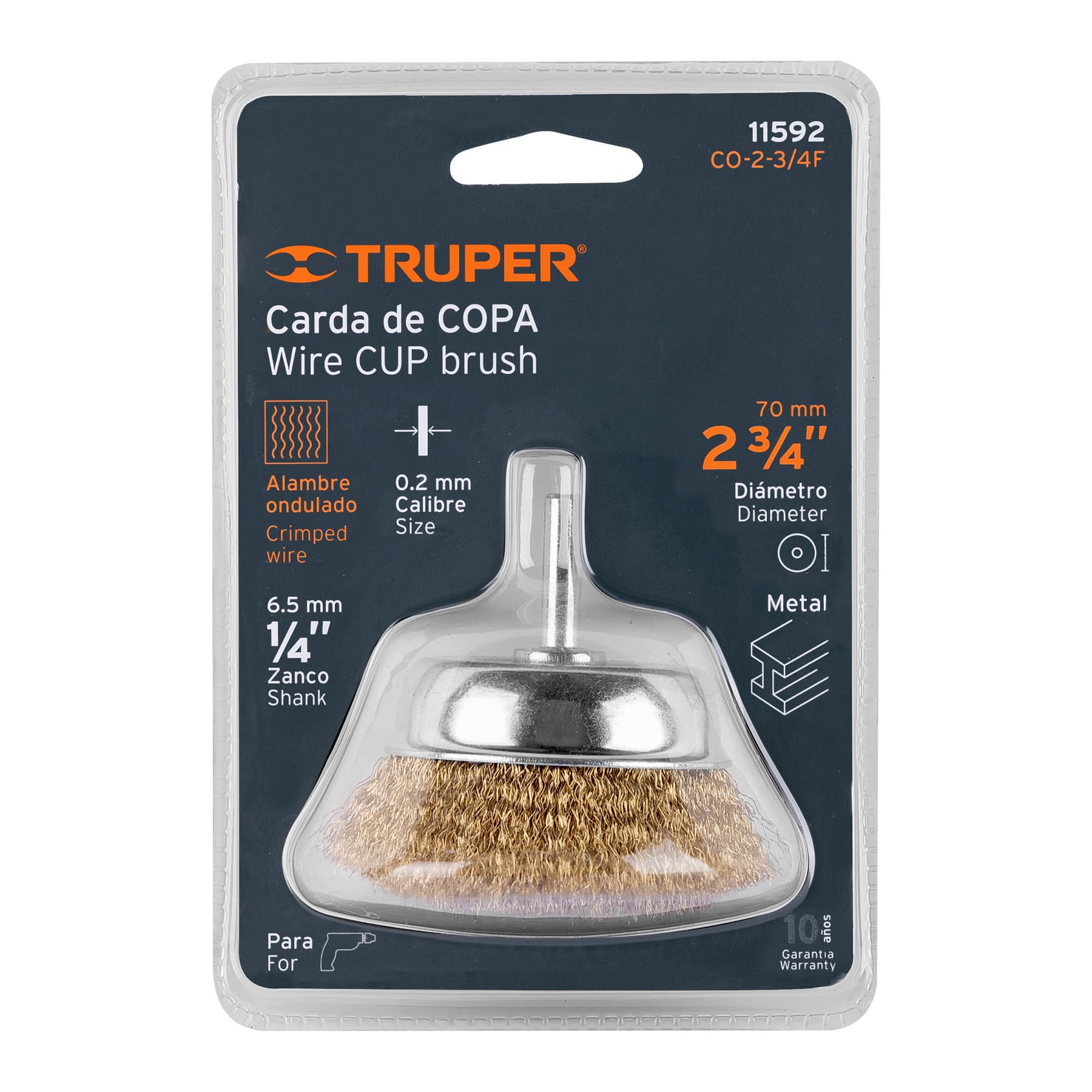 Carda de copa, alambre fino, 2-3/4" para taladro