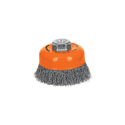 Carda de copa, alambre ondulado, 4" para esmeril