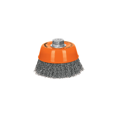 Carda de copa, alambre ondulado grueso, 5x5/8" para esmeril