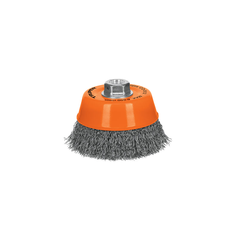 Carda de copa, alambre ondulado, 5" para esmeril