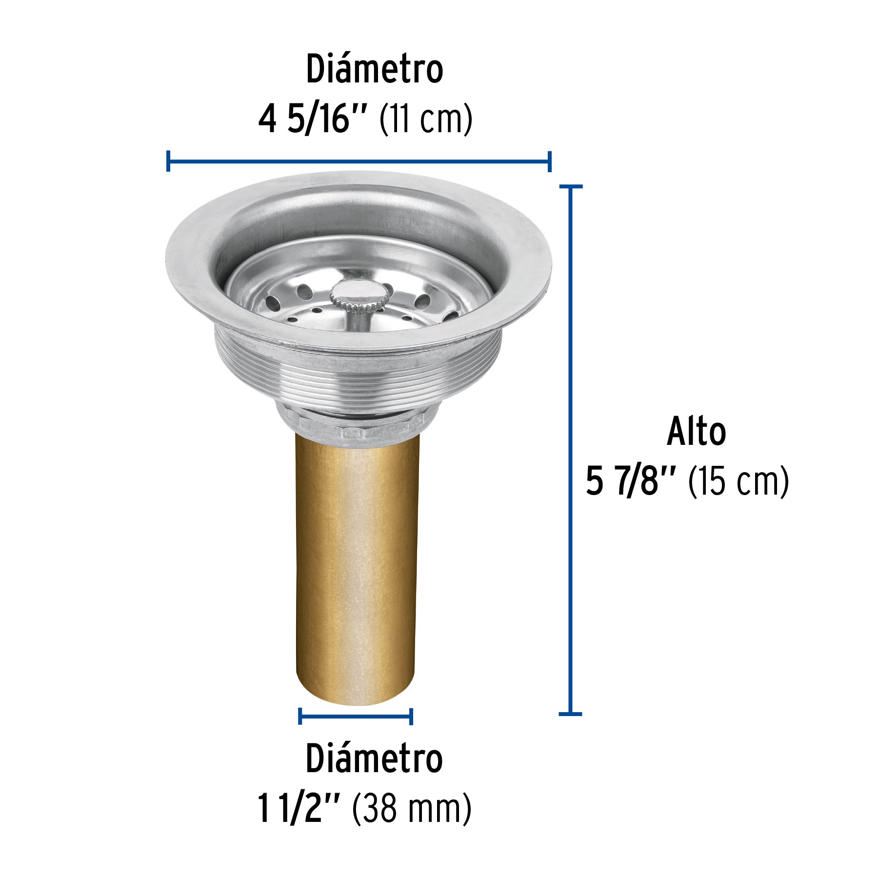 Contracanasta de acero inoxidable con tubo de latón, 3-1/2"