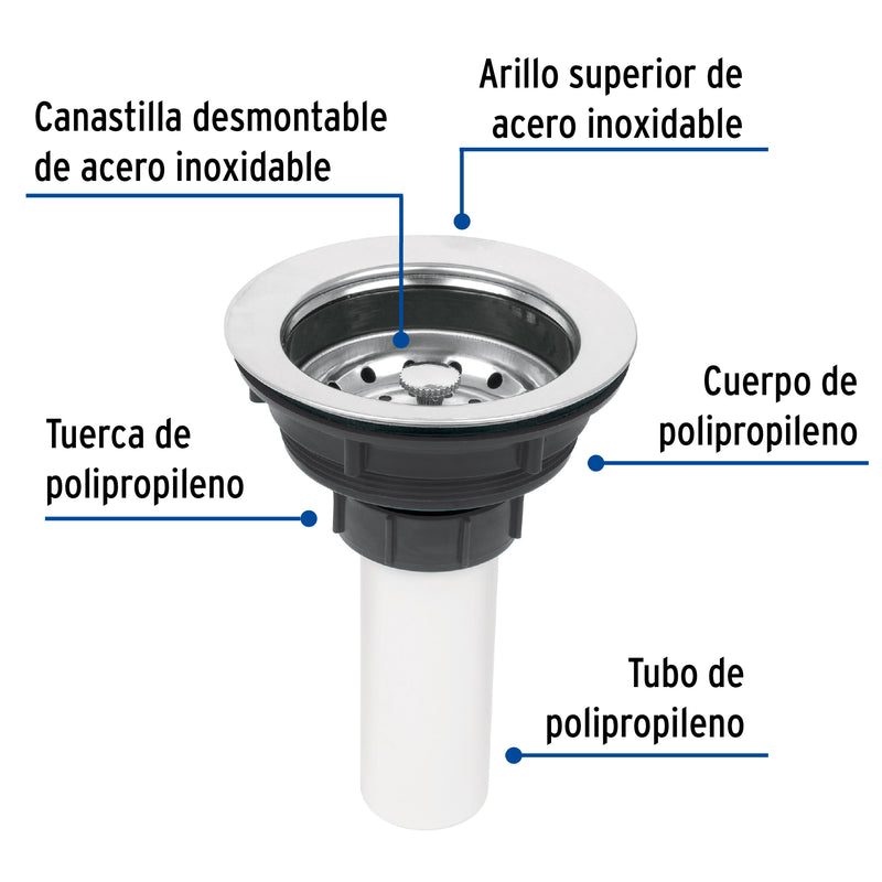 Contracanasta de plástico con tubo de plástico, 3-1/2"