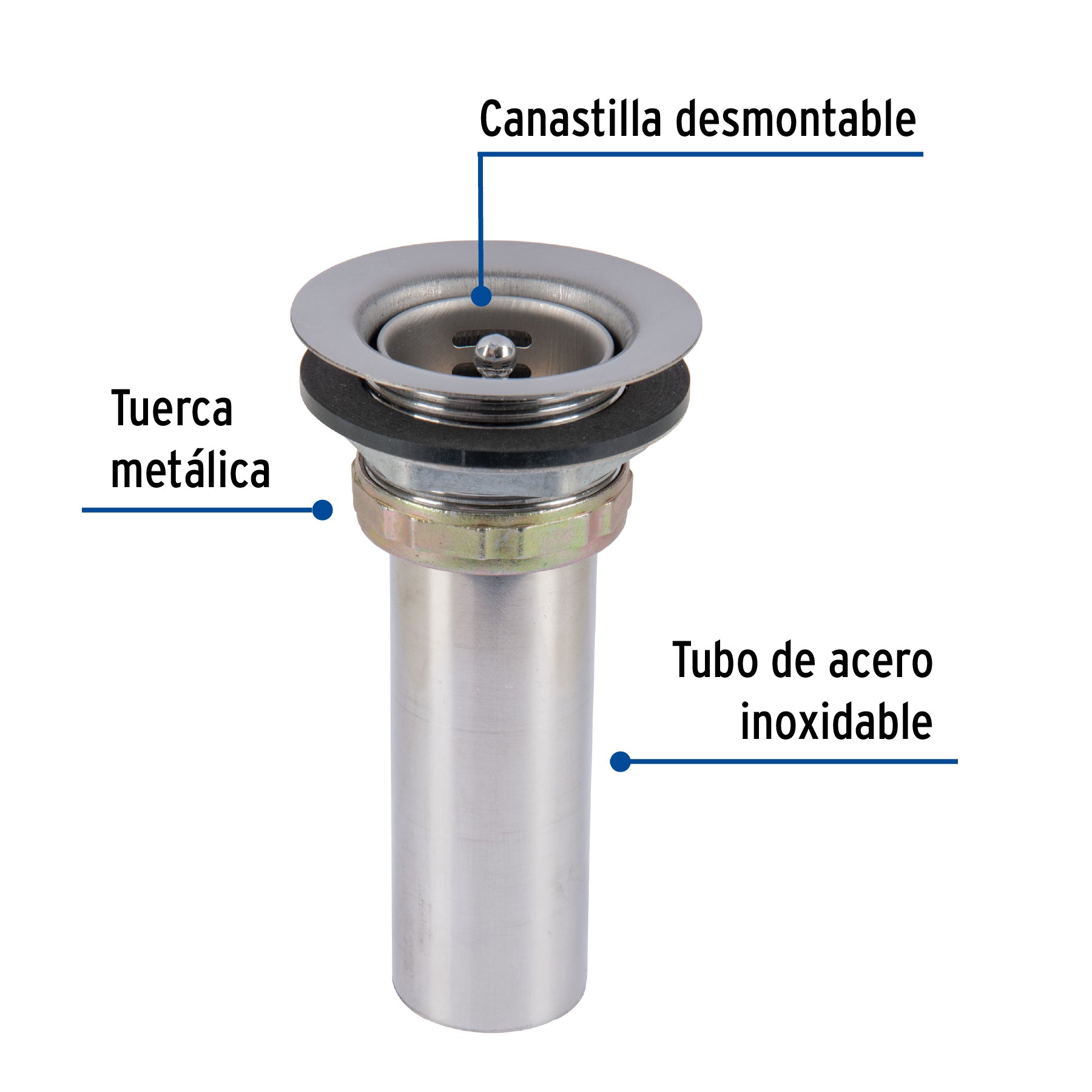 Contracanasta de acero inoxidable, 2-1/2"