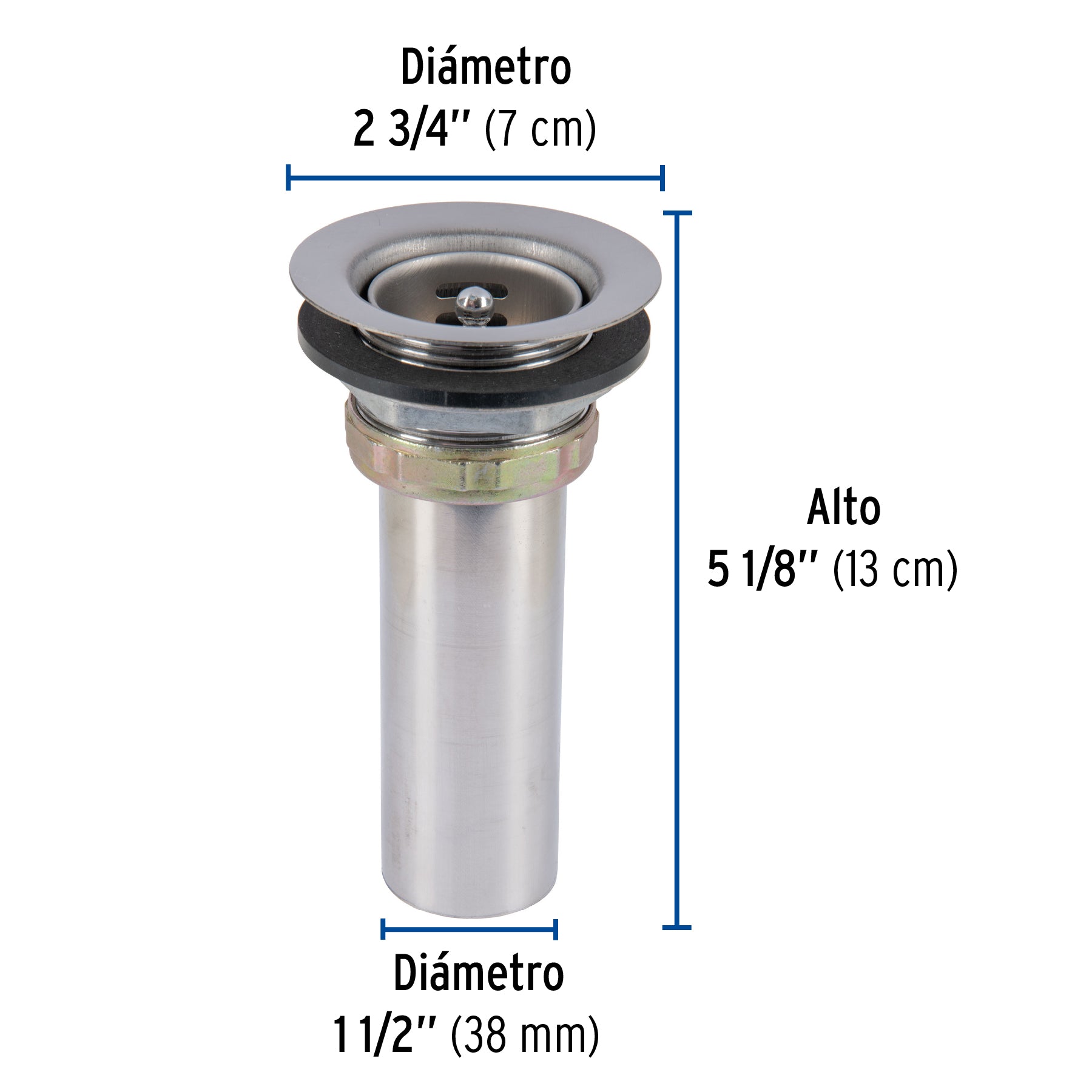 Contracanasta de acero inoxidable, 2-1/2"
