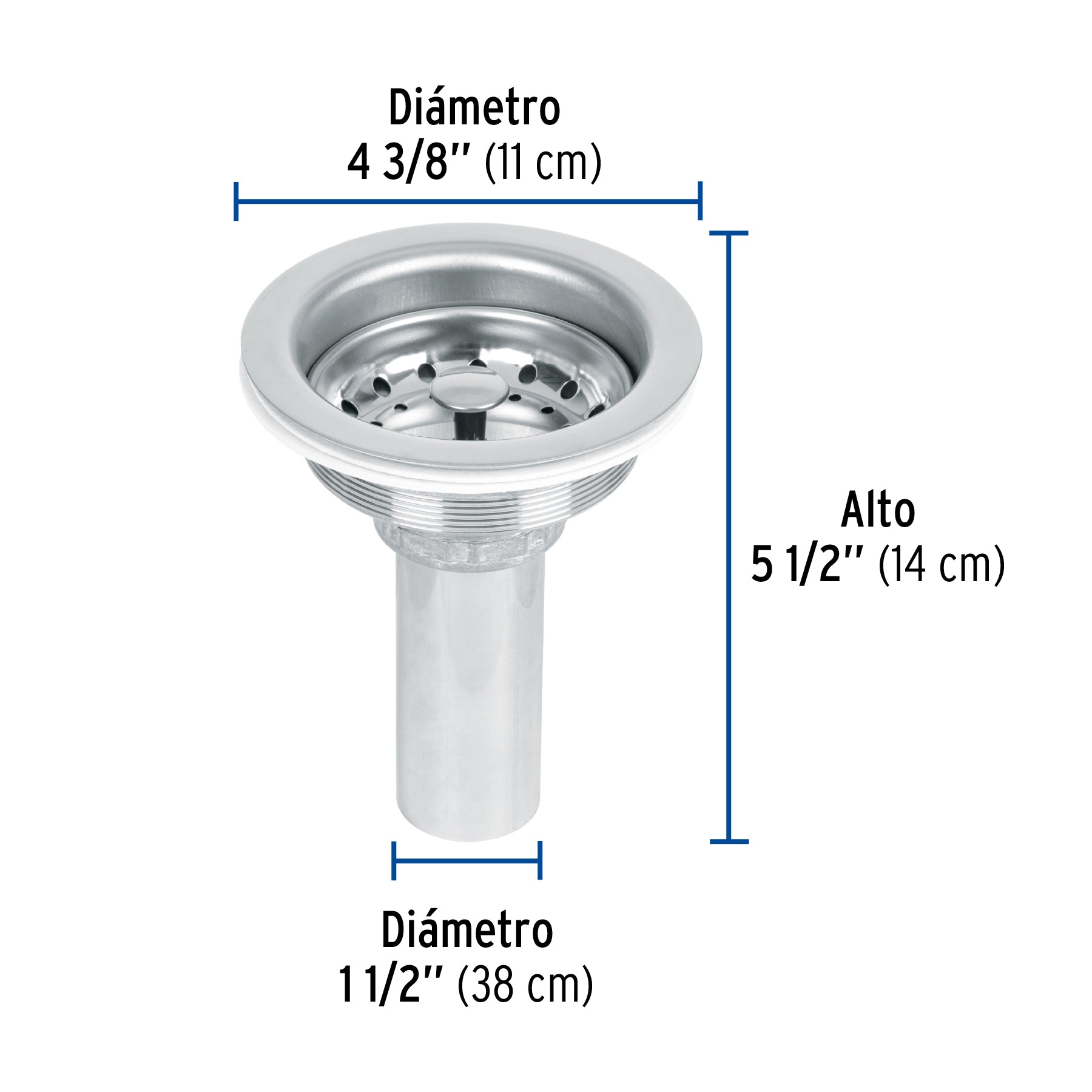 Contracanasta 3-1/2' inox, tubo inox, Foset