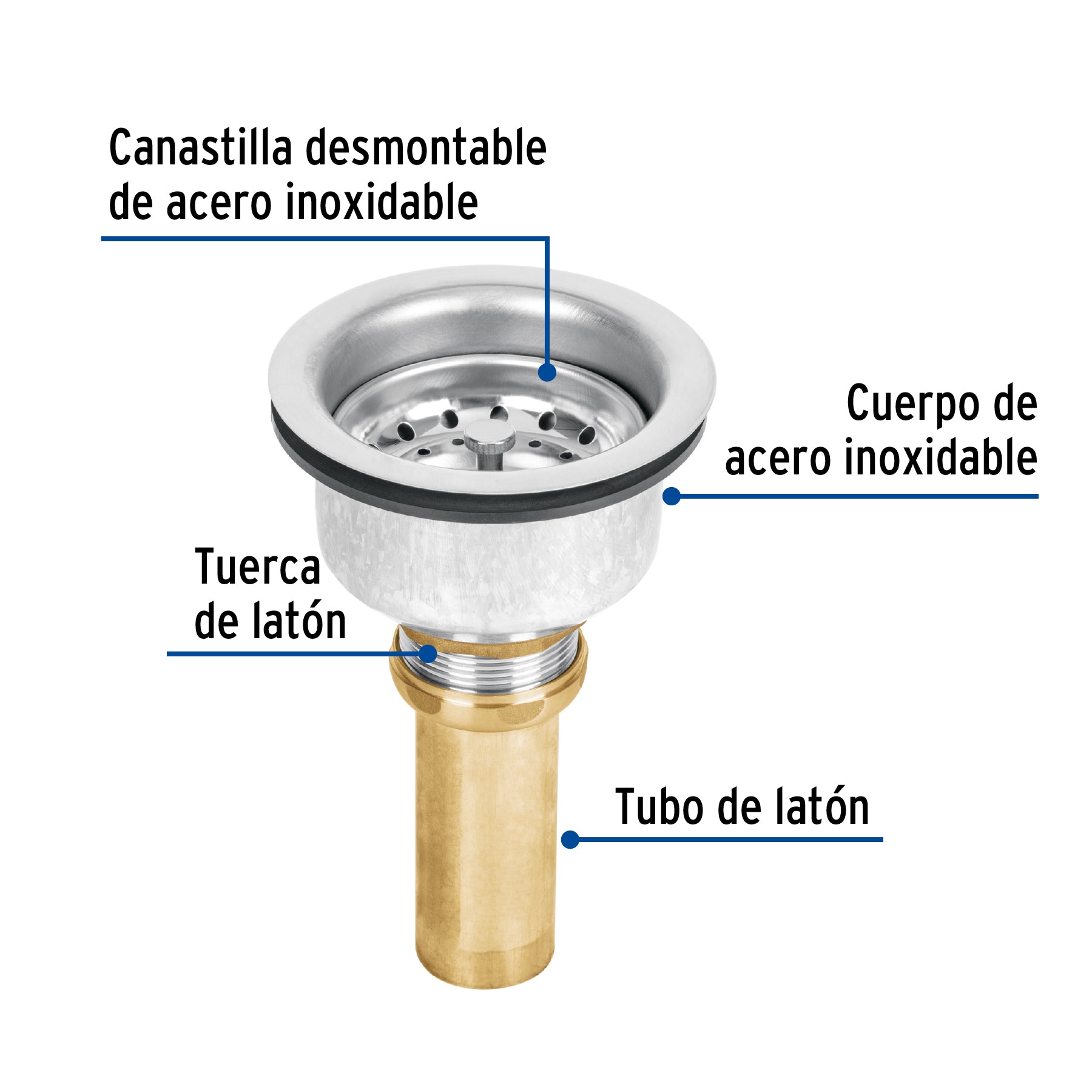 Contracanasta 3-1/2' inox, instalafácil, cpo profundo, Foset
