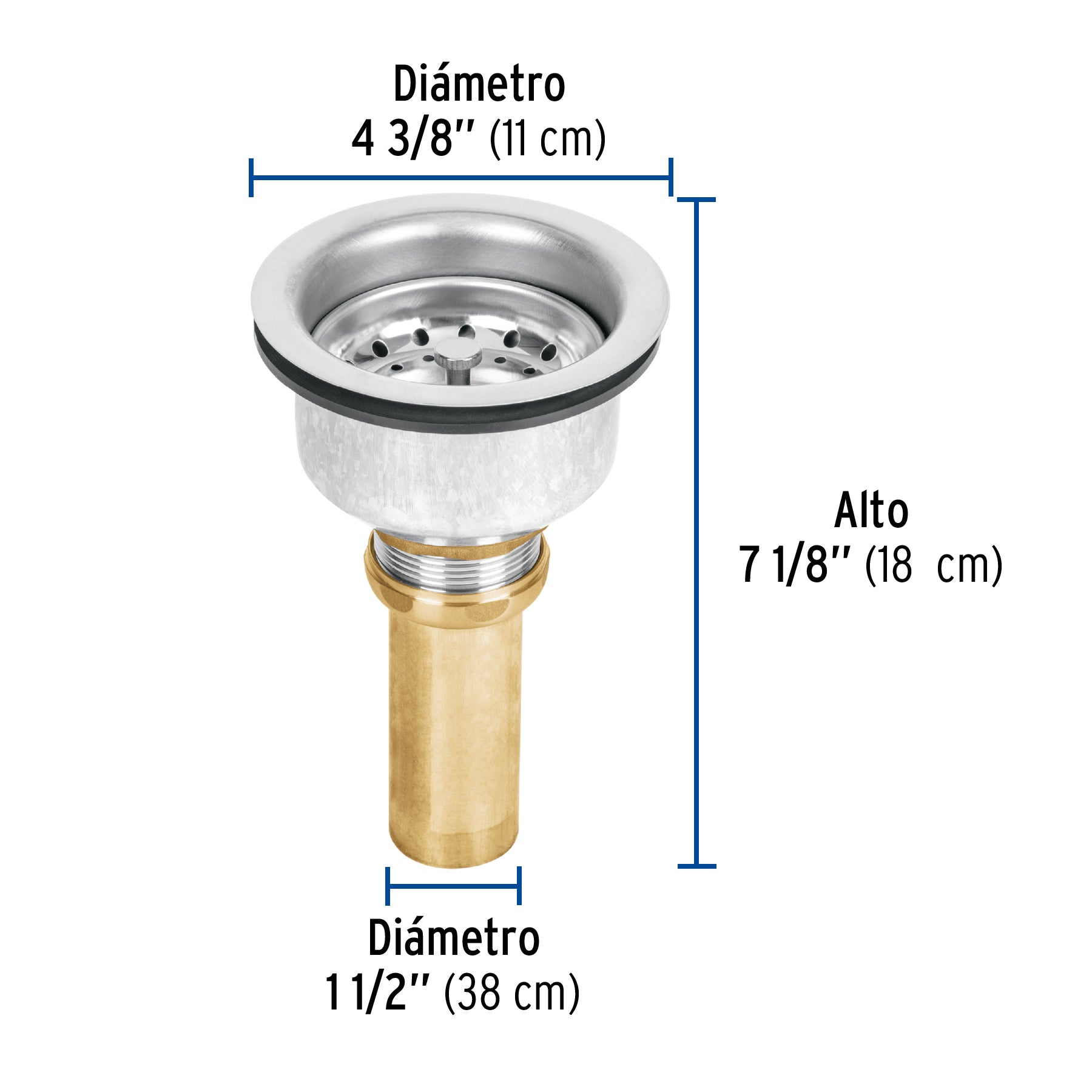 Contracanasta 3-1/2' inox, instalafácil, cpo profundo, Foset