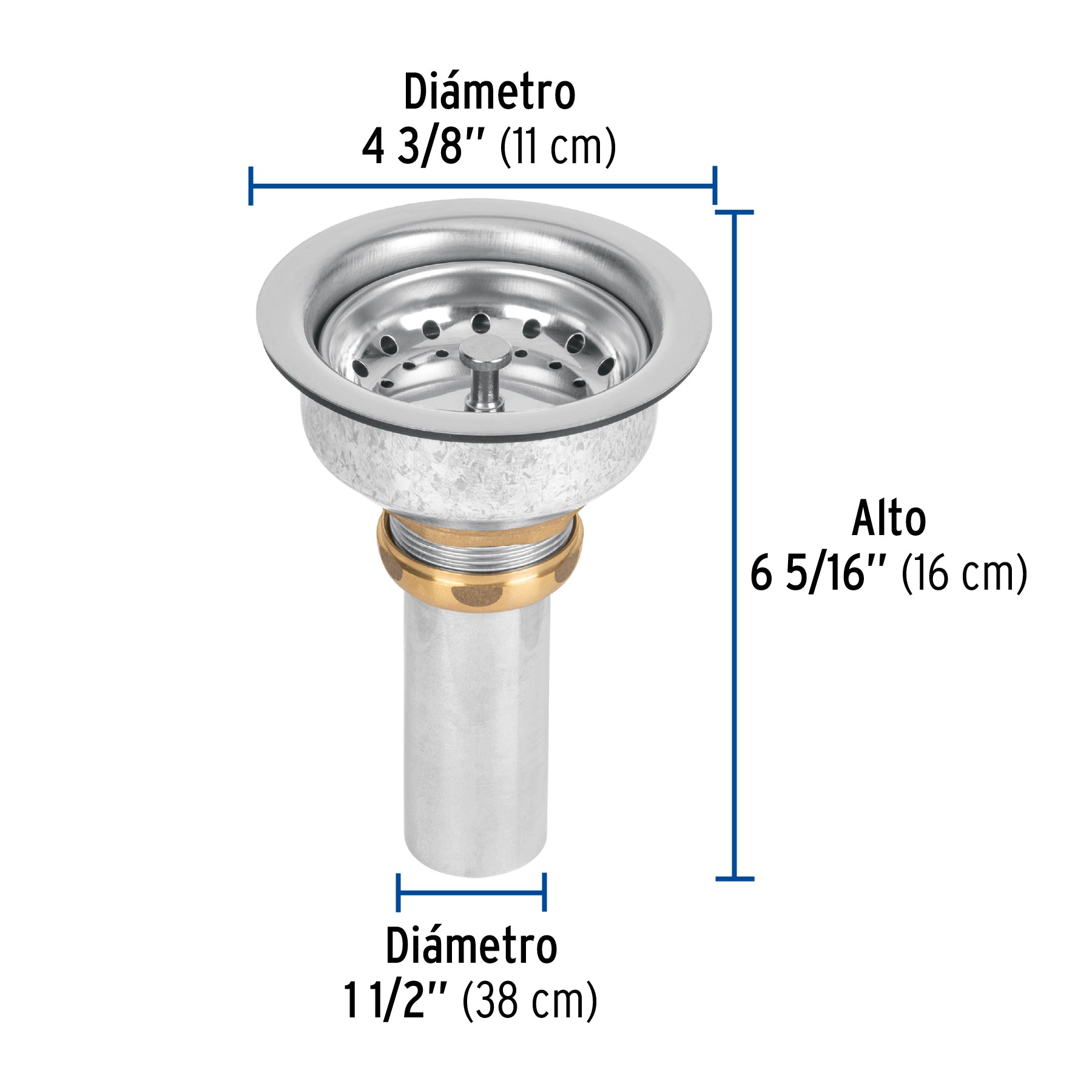 Contracanasta 3-1/2' inox, instalafácil, tubo inox, Foset