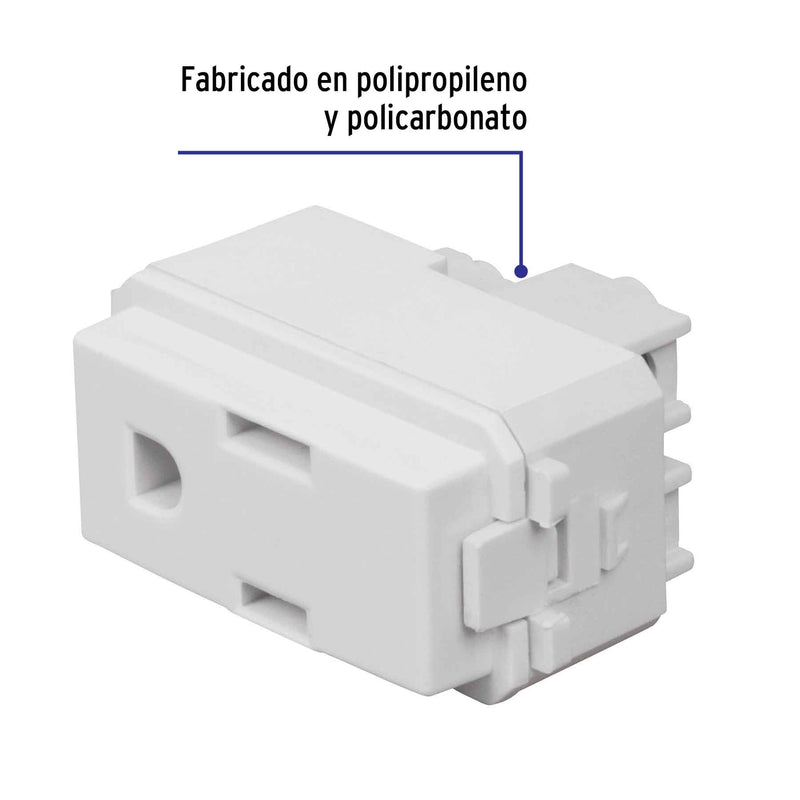 Contacto sencillo, 2 polos + tierra, línea Italiana, blanco