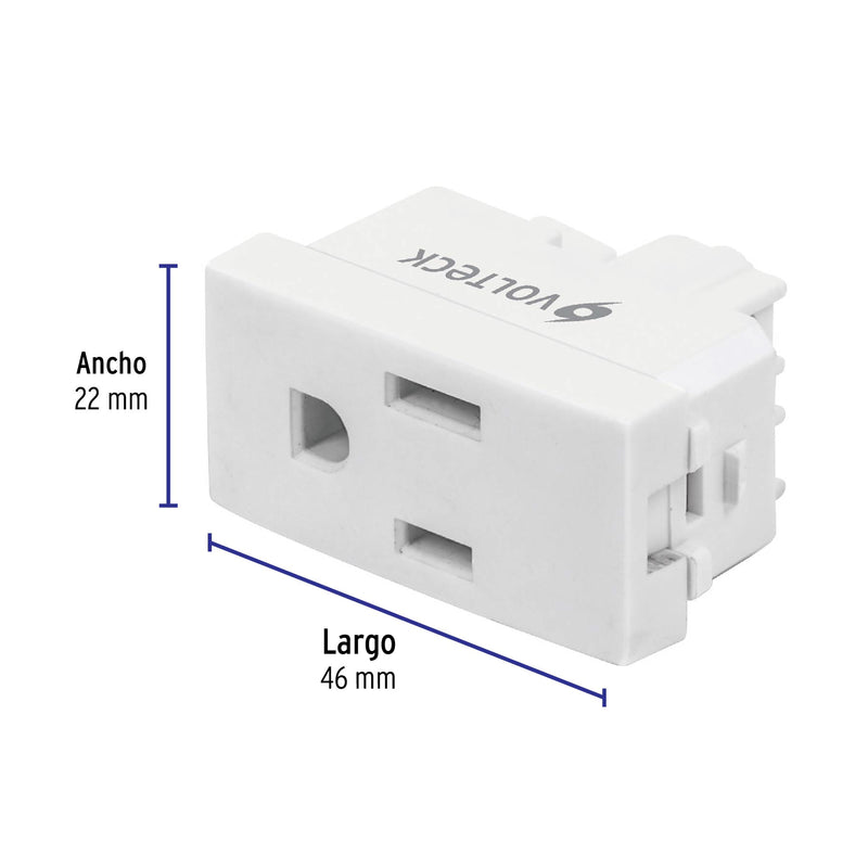 Contacto sencillo, 2 polos + tierra, línea Oslo, blanco