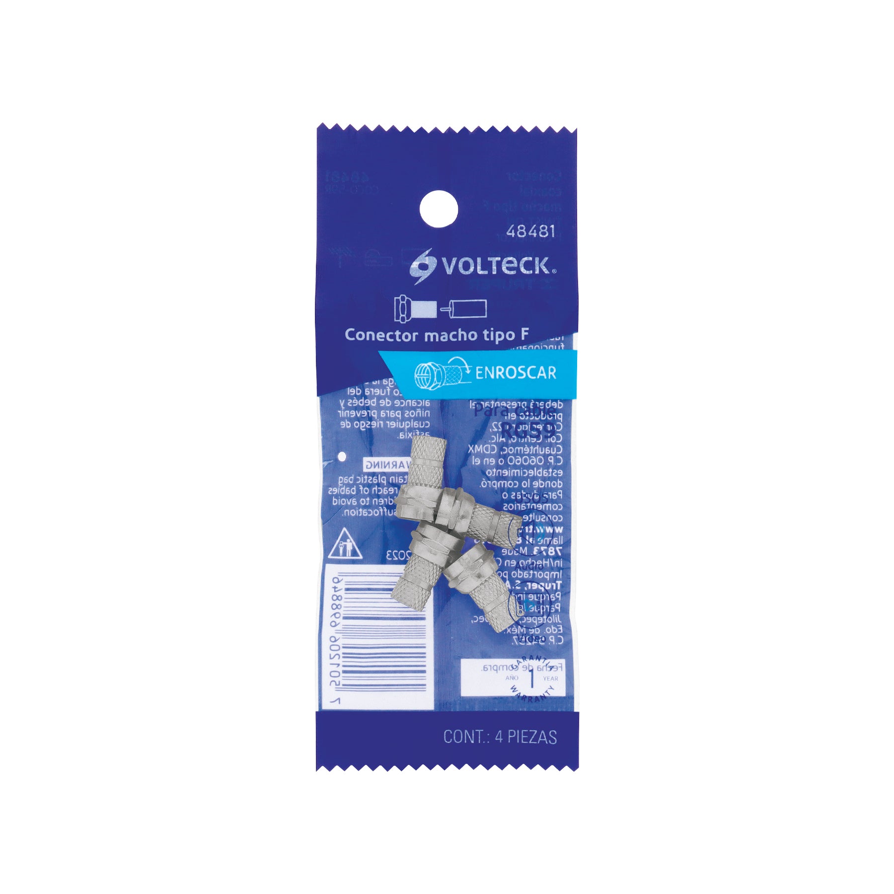 Conector coaxial RG 59 de enroscar,bolsa 4 pzas