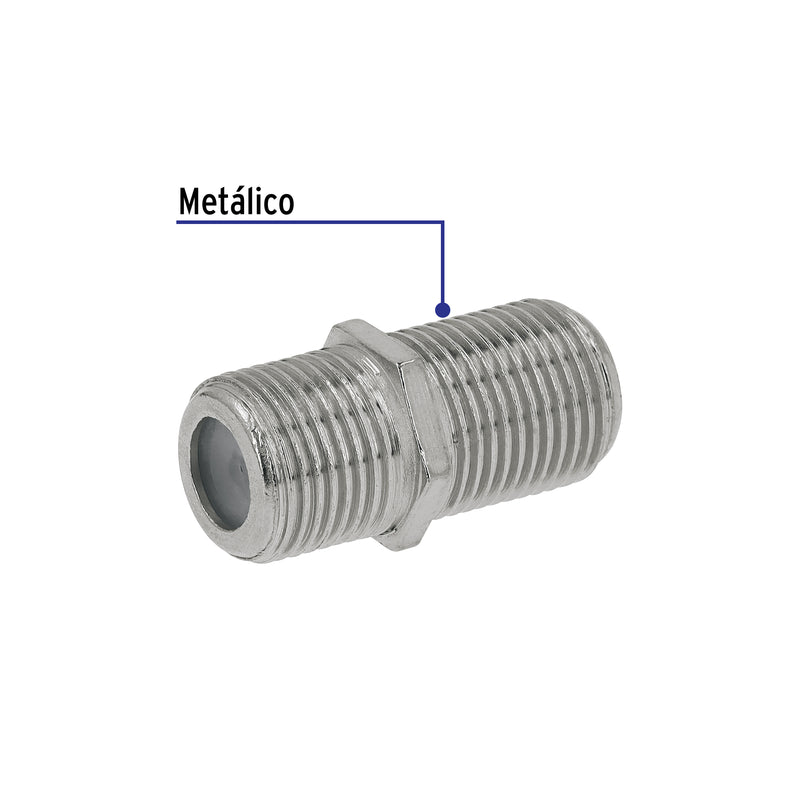 Conector coaxial RG 6 de barril, bolsa 4 piezas
