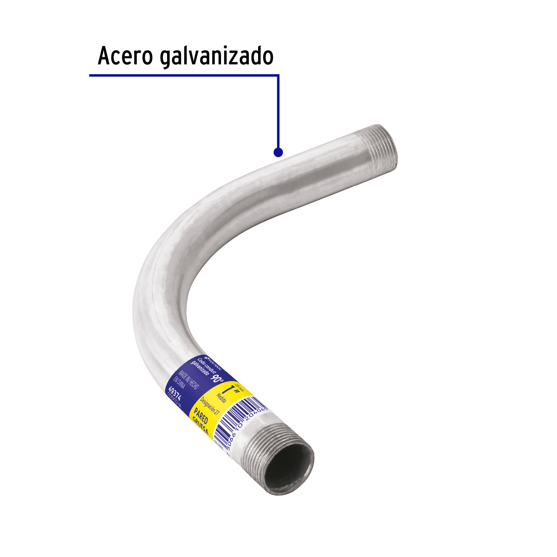 Codo Conduit 90° 1' pared gruesa (2.2 mm), et. amarilla