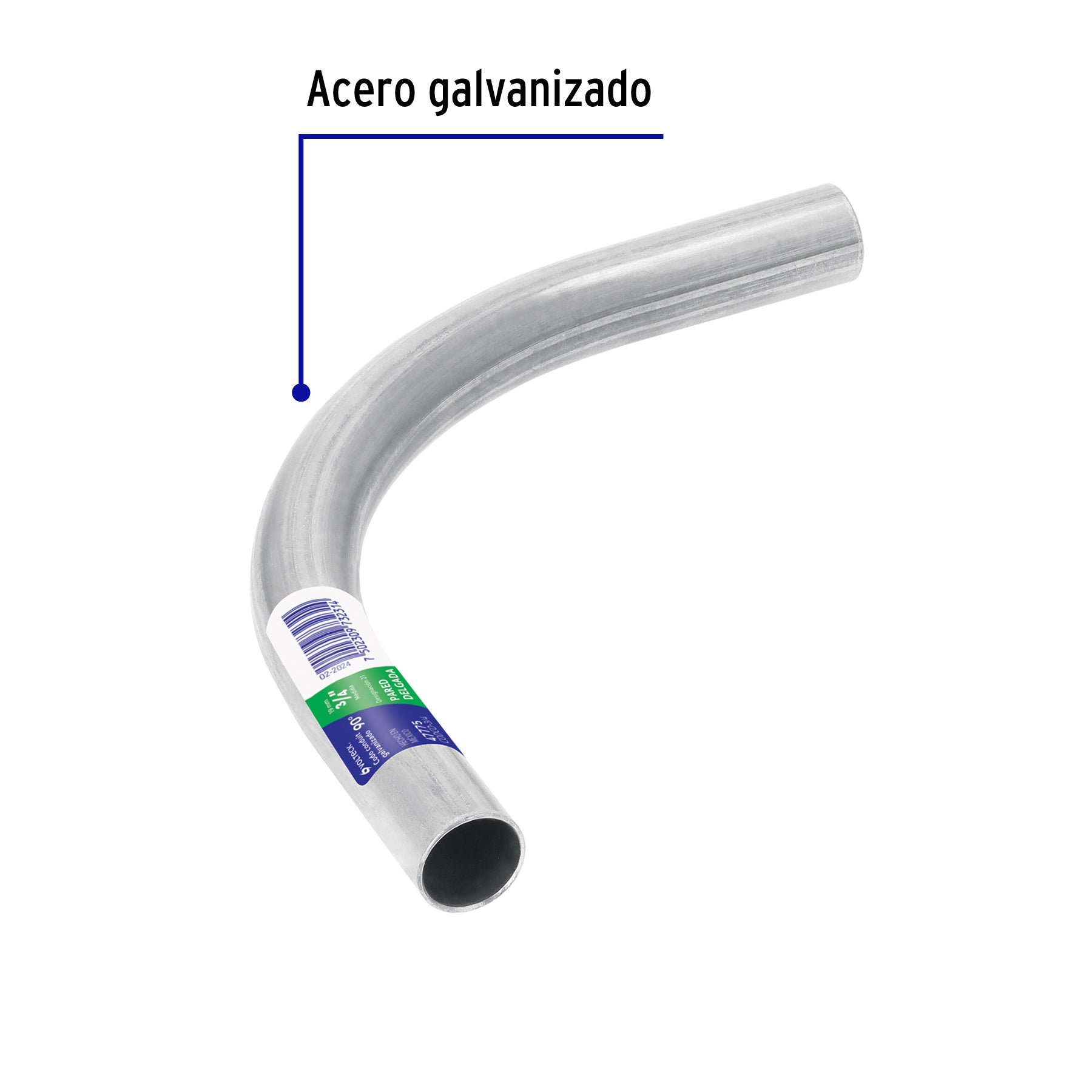Codo Conduit 90° de 3/4' galvanizado pared delgada et. verde