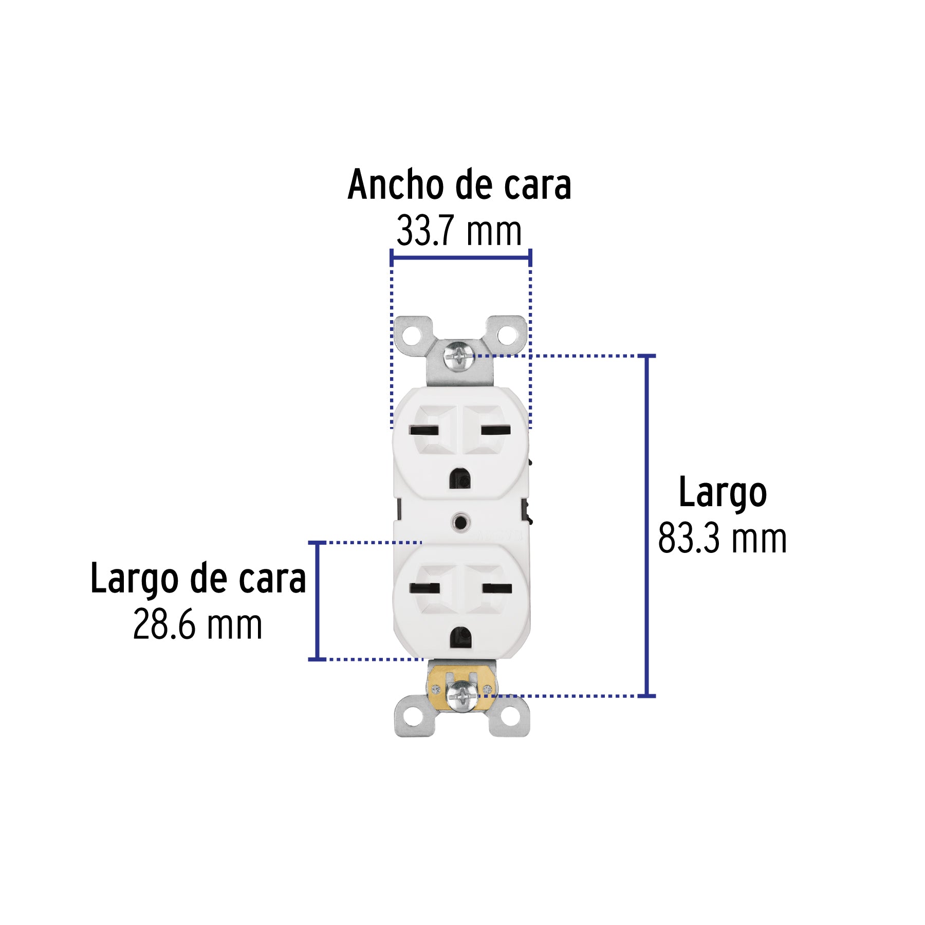 Contacto dúplex, cara de chino, Standard, blanco, Volteck