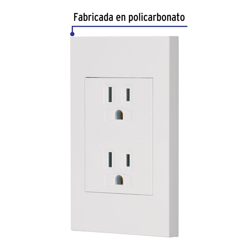 Placa armada contacto dúplex, 3 módulos, Española, blanco