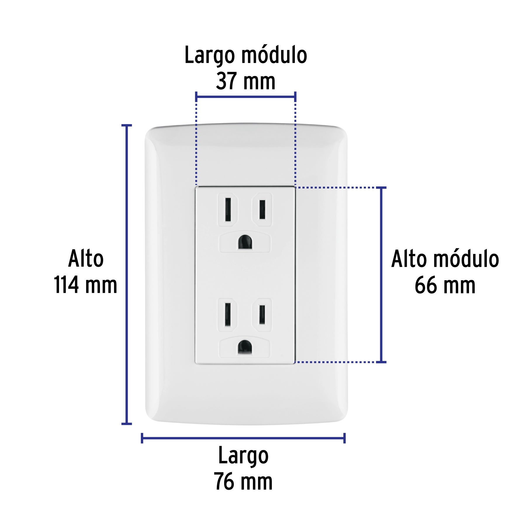 Contacto dúplex aterrizado, color blanco, línea Italiana 