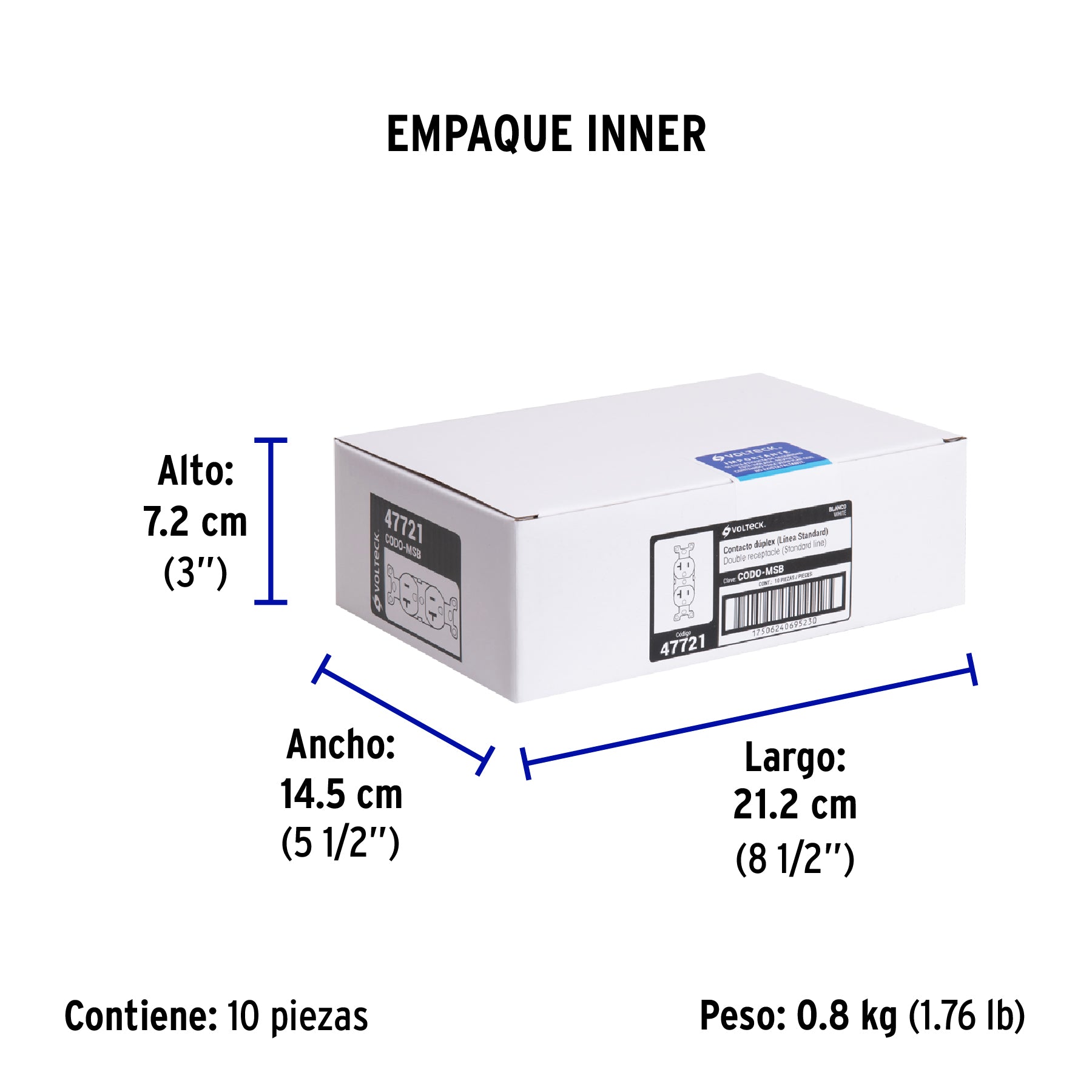 Contacto dúplex, 2 polos 3 hilos, 20 A, Standard, blanco