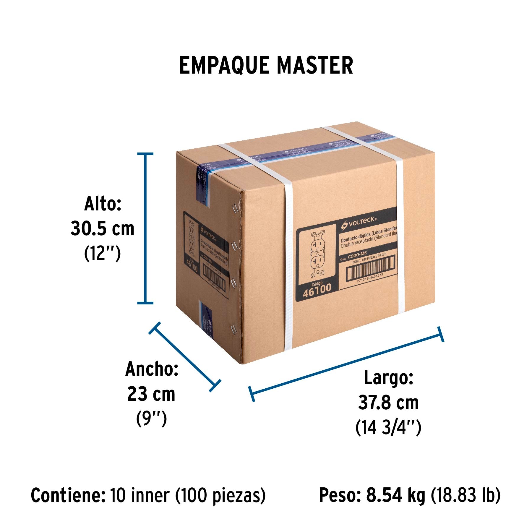 Contacto dúplex, 2 polos, 3 hilos, 20A, línea Standard