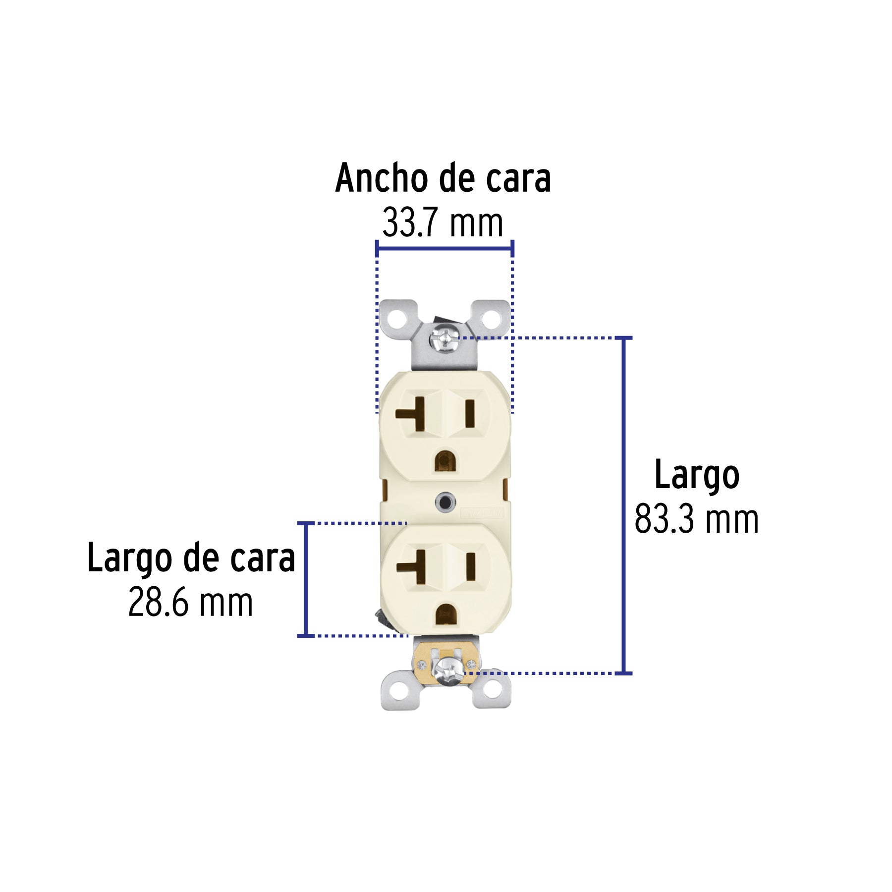Contacto dúplex, 2 polos, 3 hilos, 20A, línea Standard