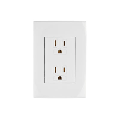 Contacto dúplex, 2 polos + tierra, línea Oslo, blanco