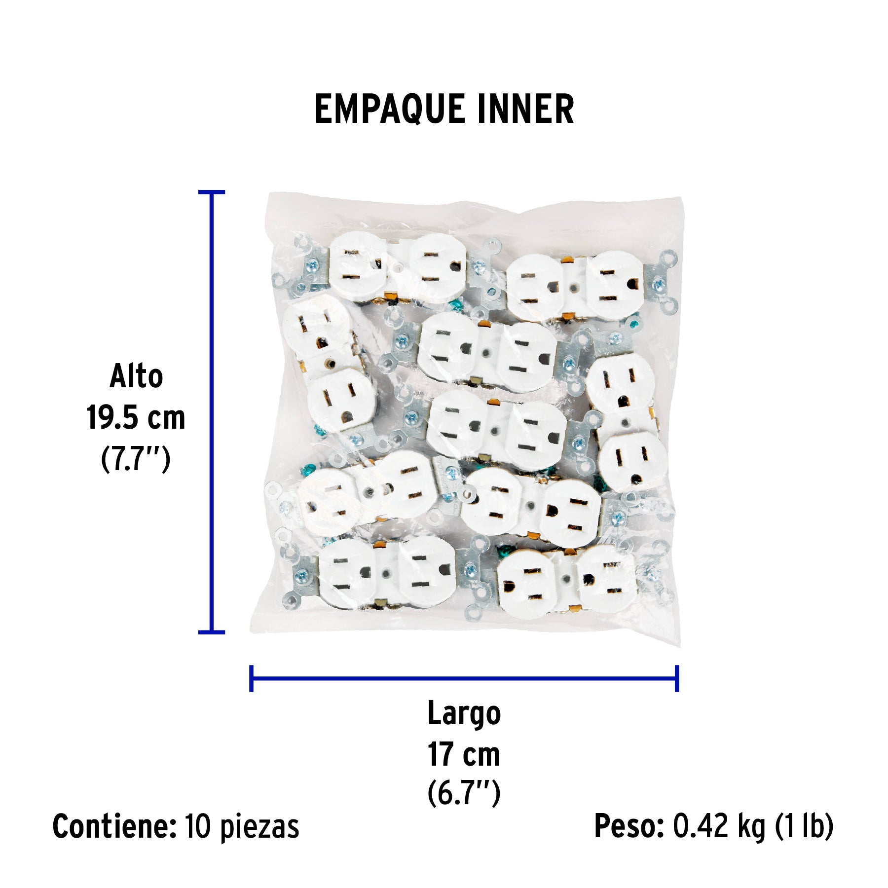 Contacto dúplex, 2 polos 3 hilos, Standard, granel, blanco
