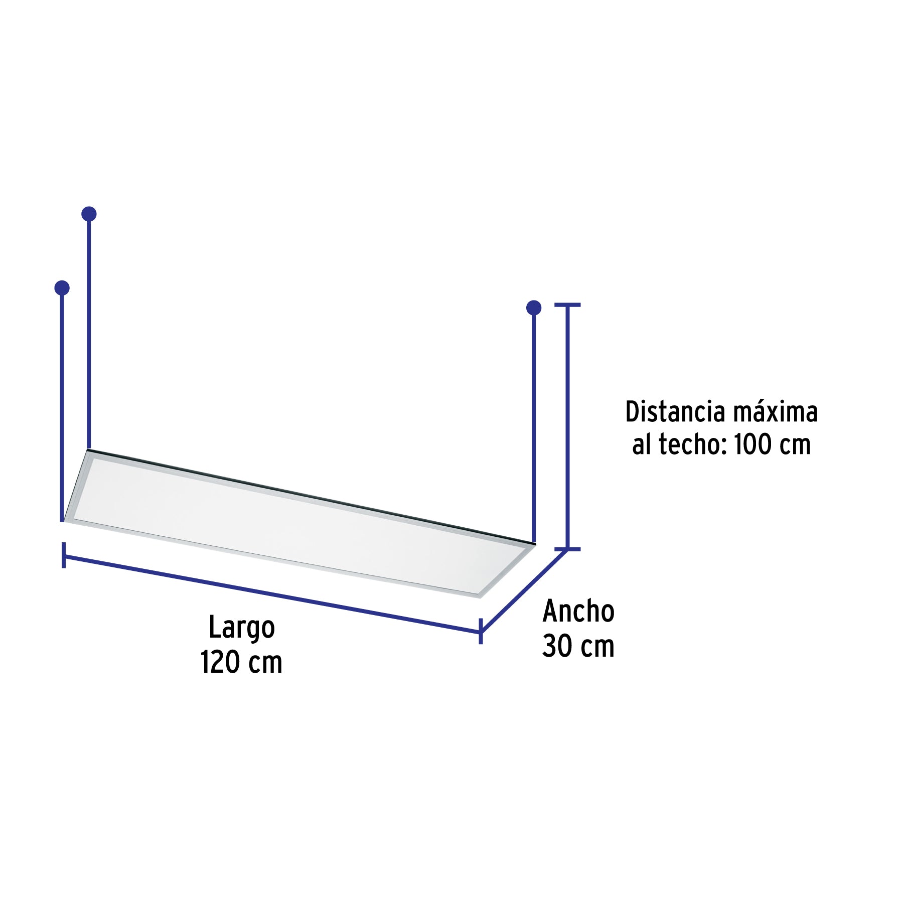 Panel delgado colgante de LED 45 W 30 x 120 cm luz neutra