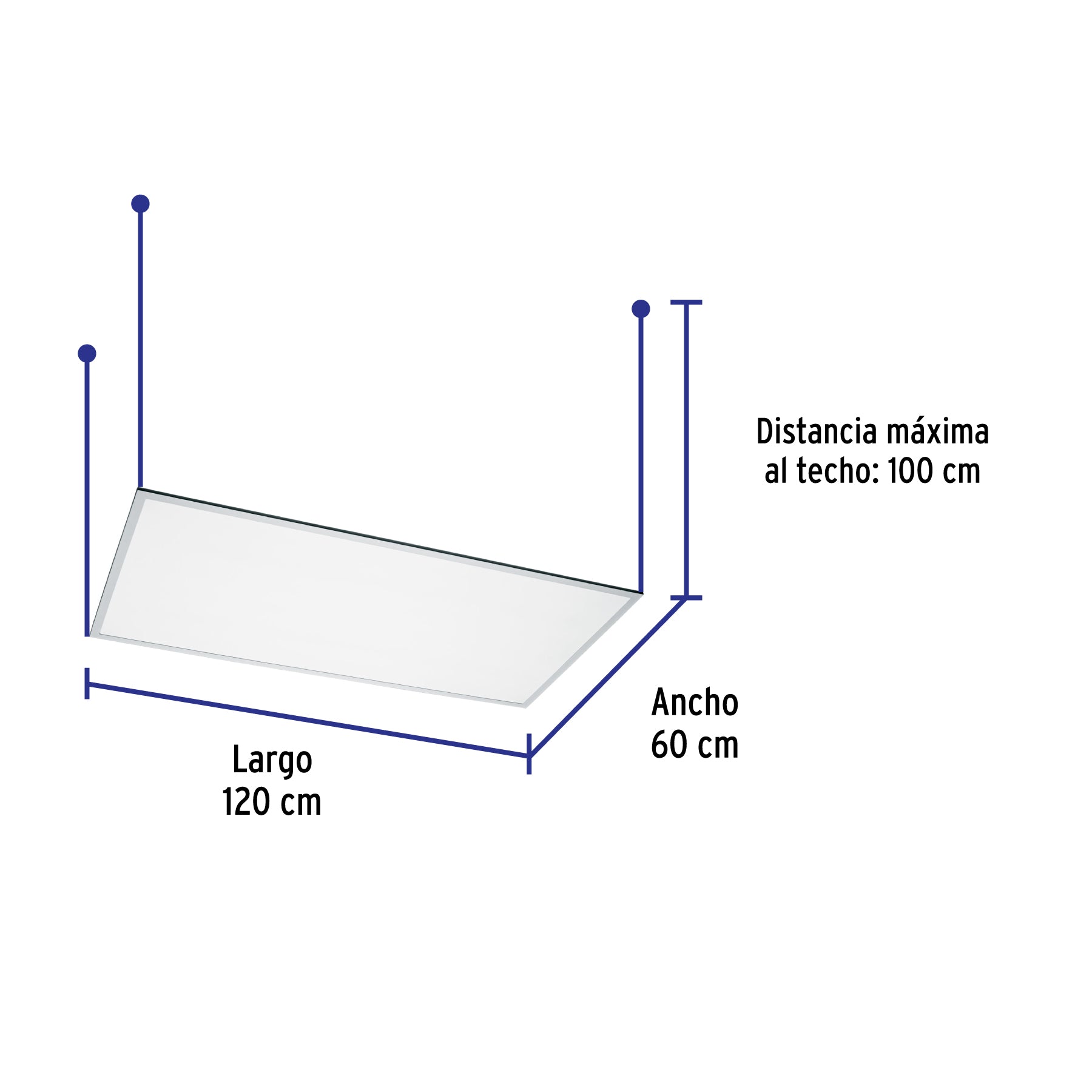 Panel delgado colgante de LED 65 W 60 x 120 cm luz neutra