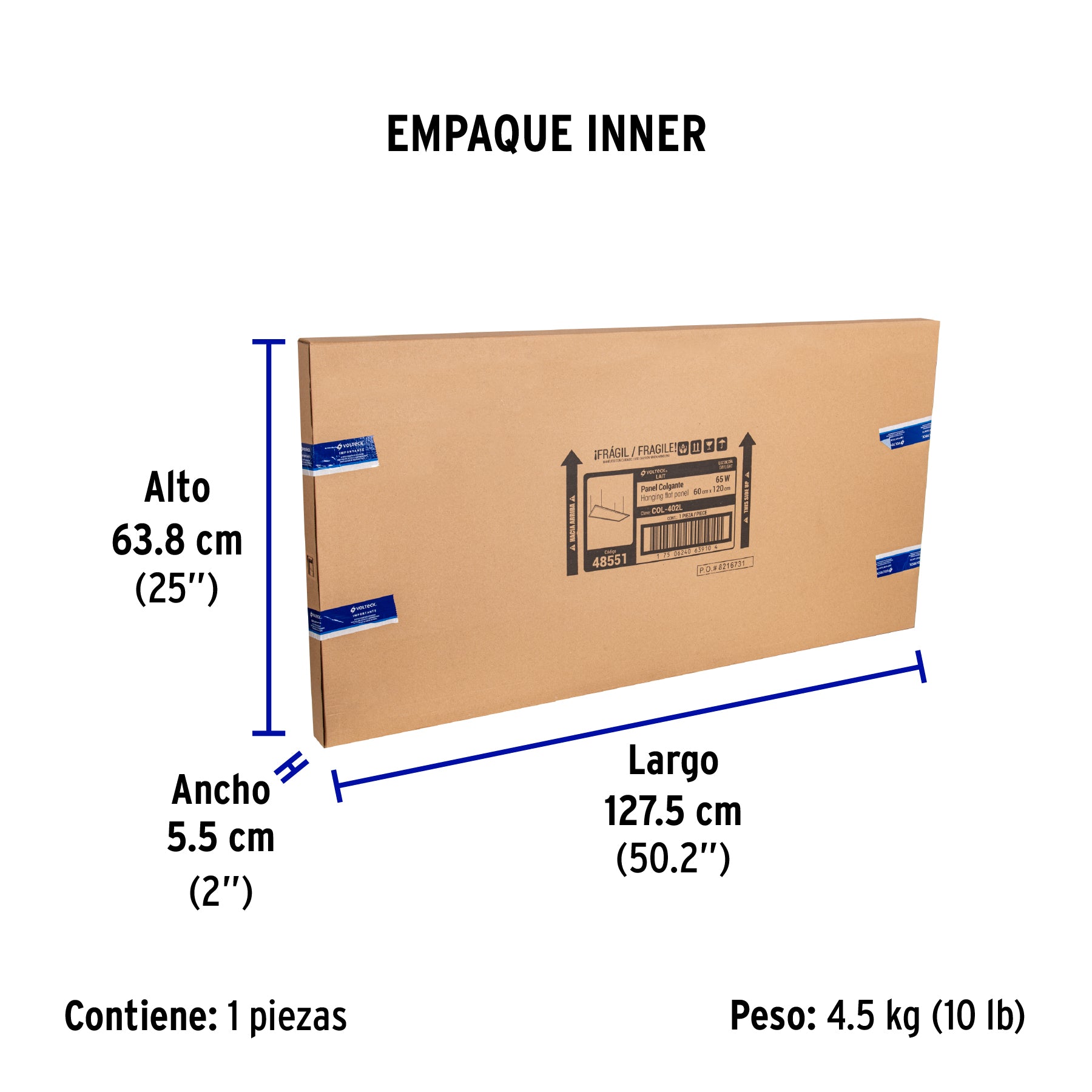 Panel colgante, 60X120 CM, 80W, 6500K, LED