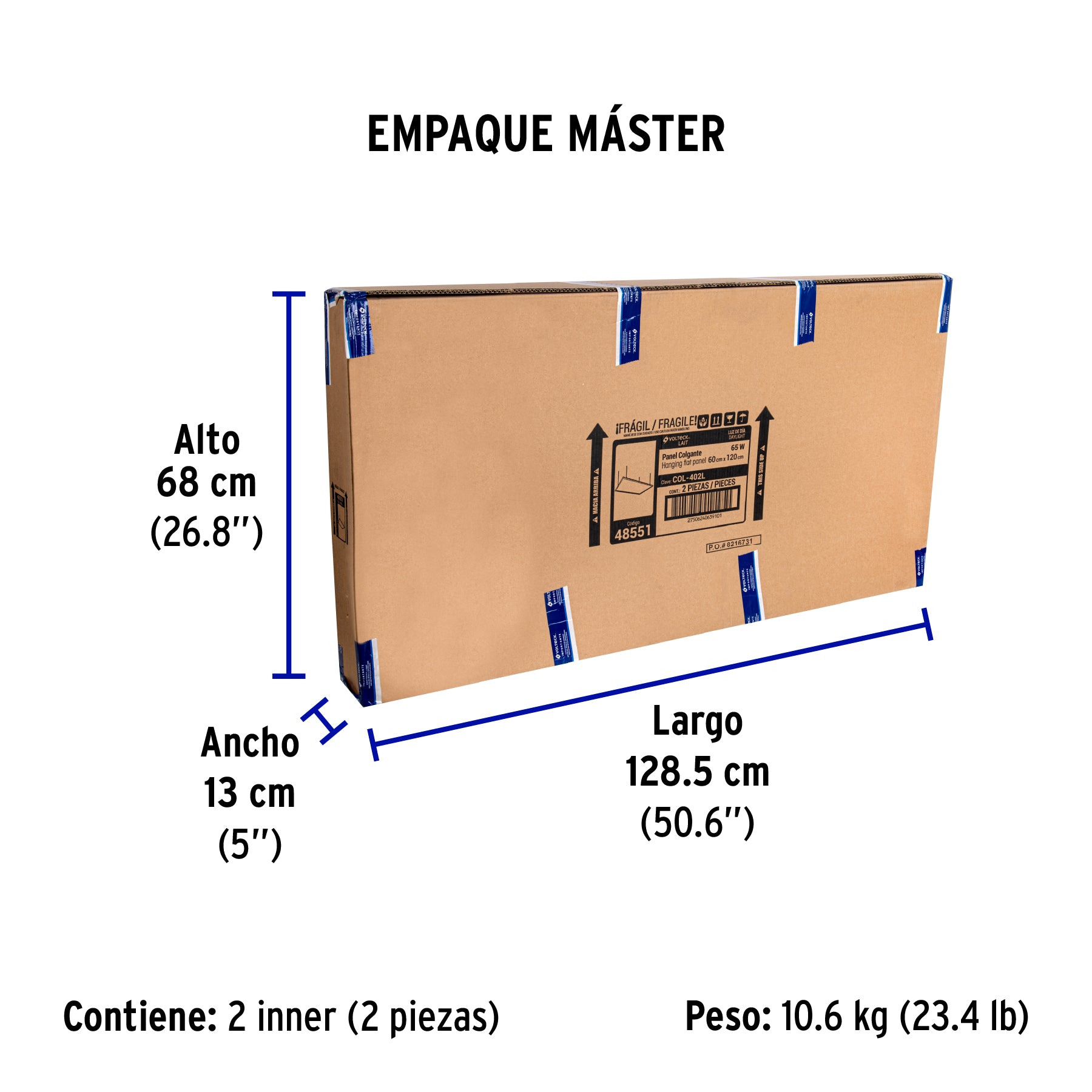 Panel colgante, 60X120 CM, 80W, 6500K, LED