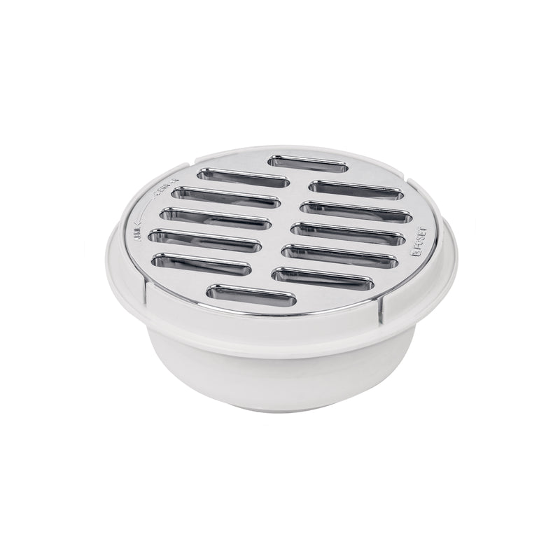 Coladera universal de polipropileno 5", rejilla cromada