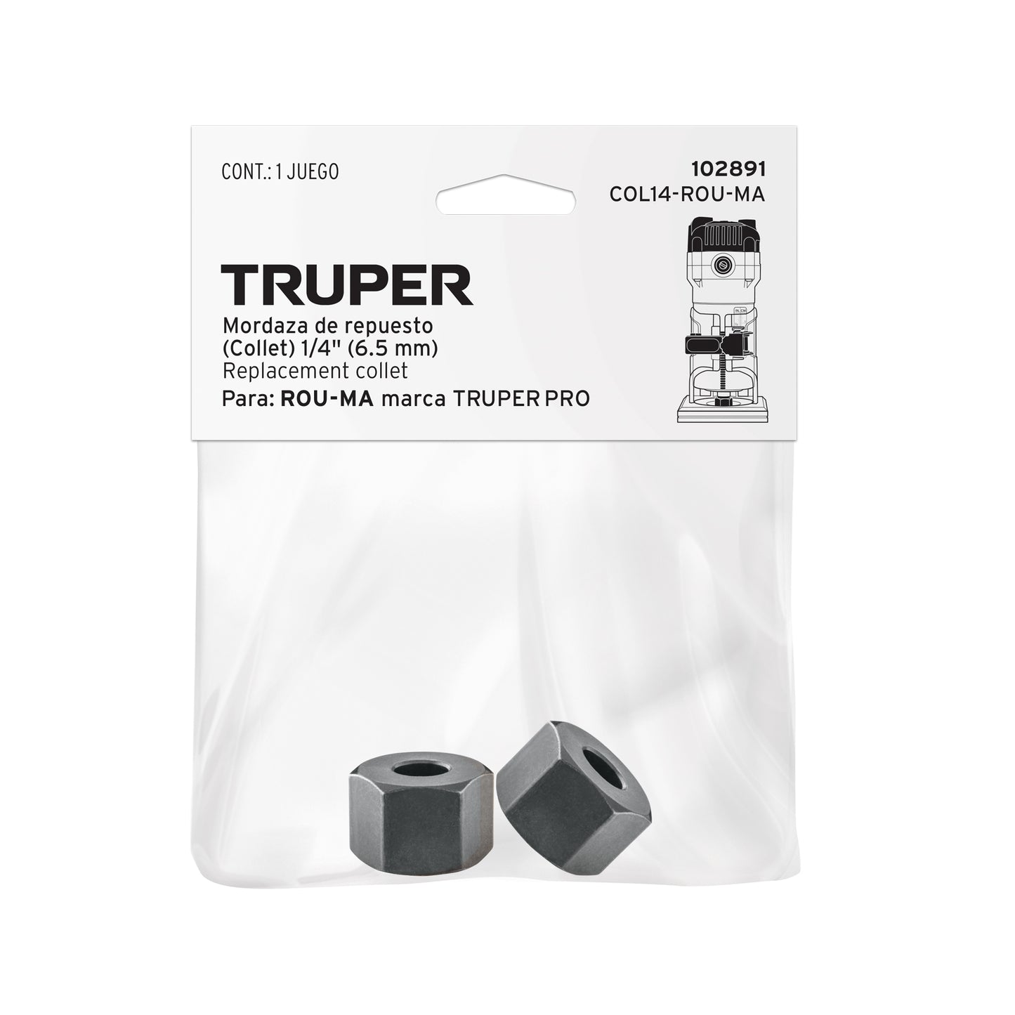 Collet de 1/4'' para ROU-MA, TRUPER