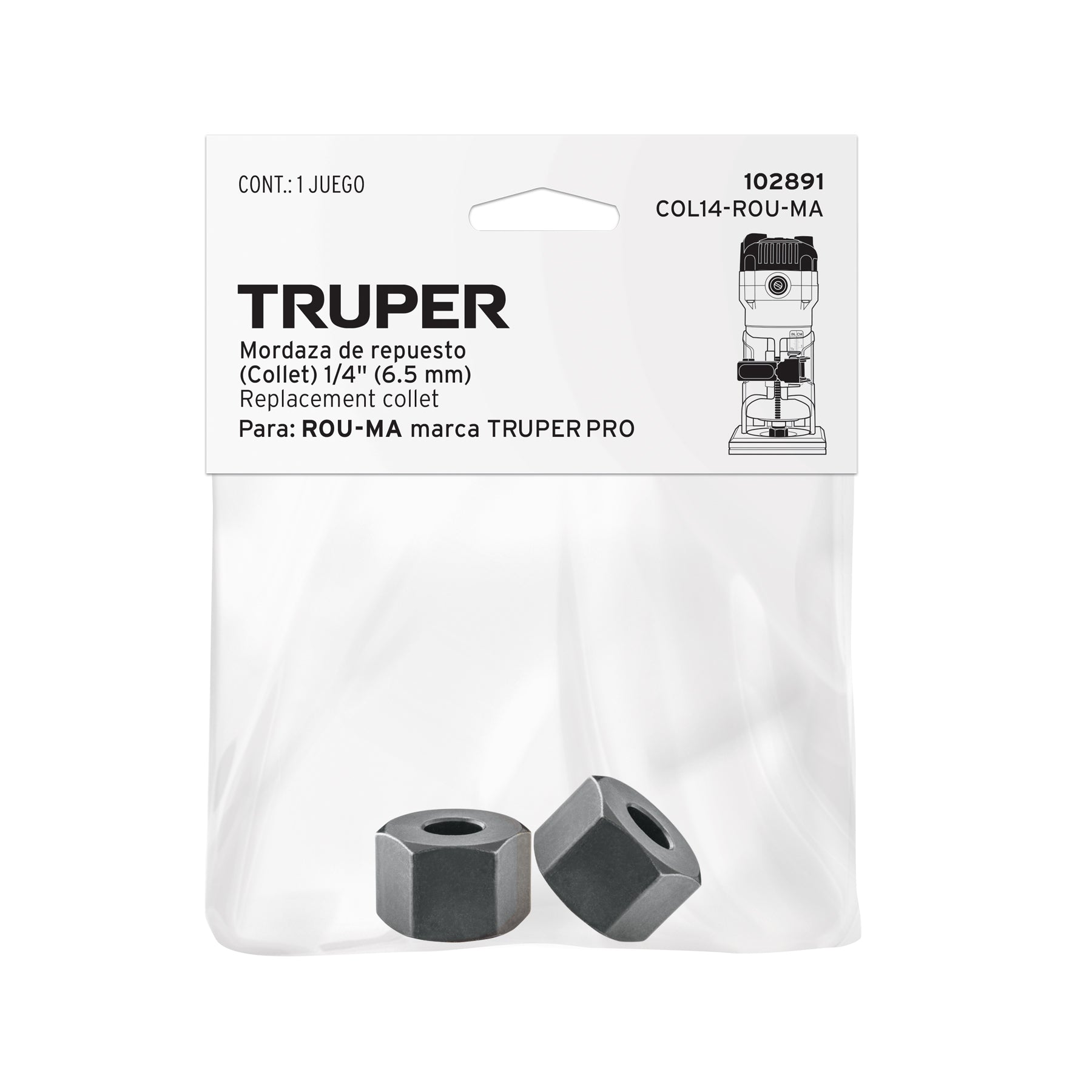 Collet de 1/4'' para ROU-MA, TRUPER