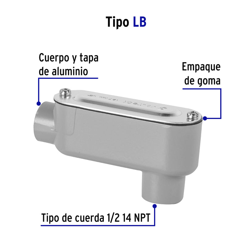 Condulet 1/2" conexión tipo LB, Volteck