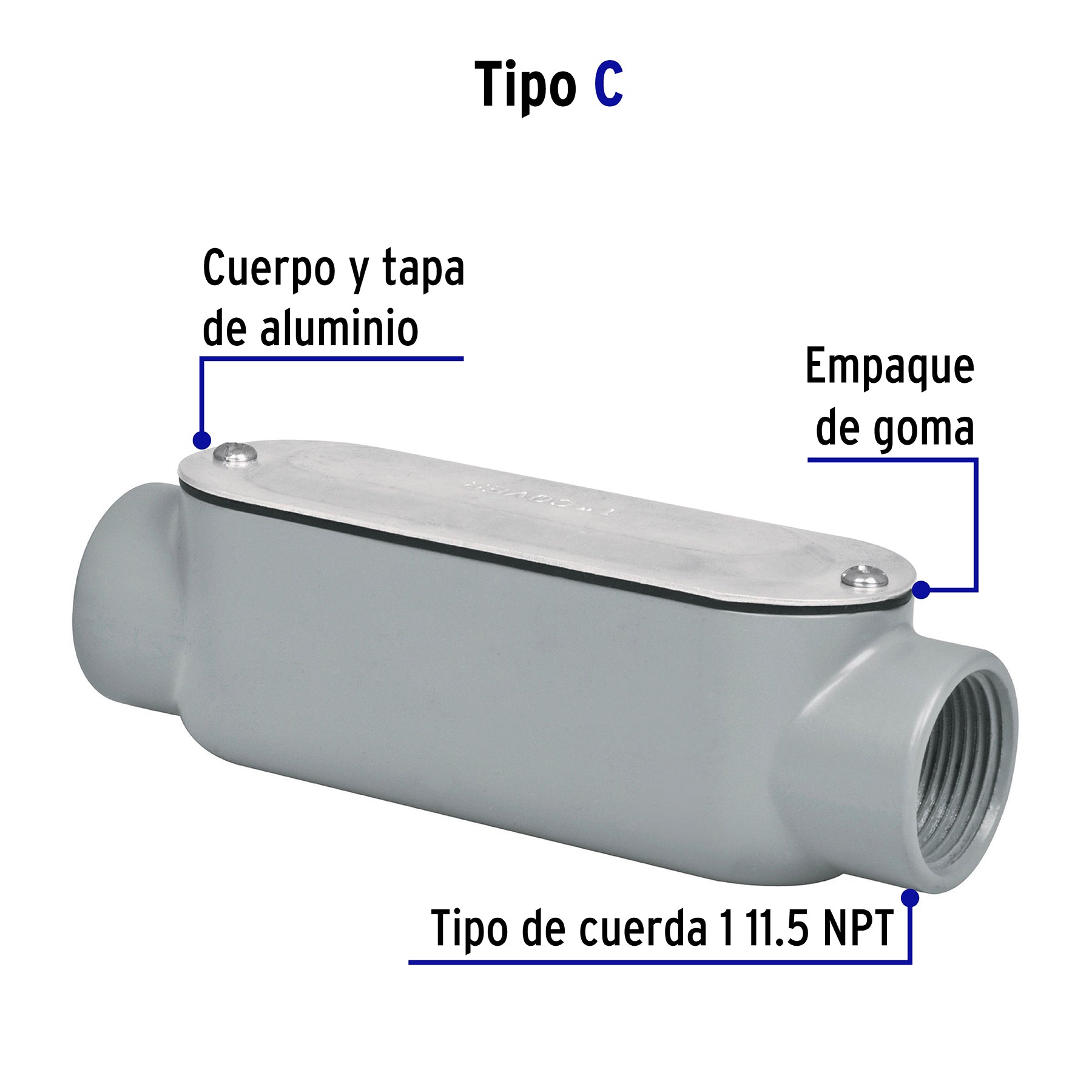 Condulet 1" conexión tipo C, Volteck