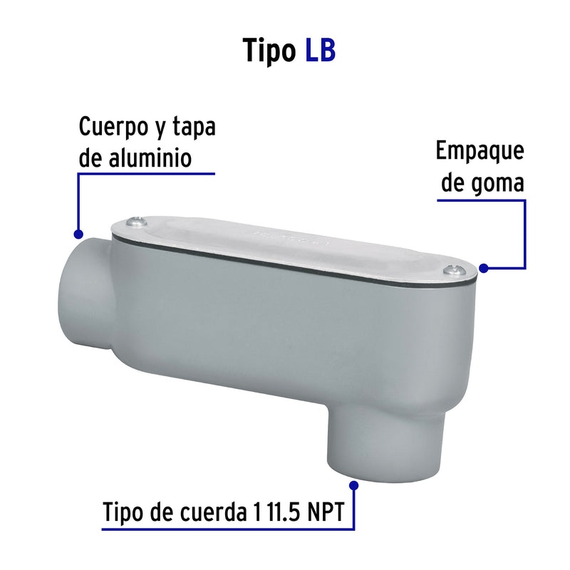 Condulet 1" conexión tipo LB, Volteck