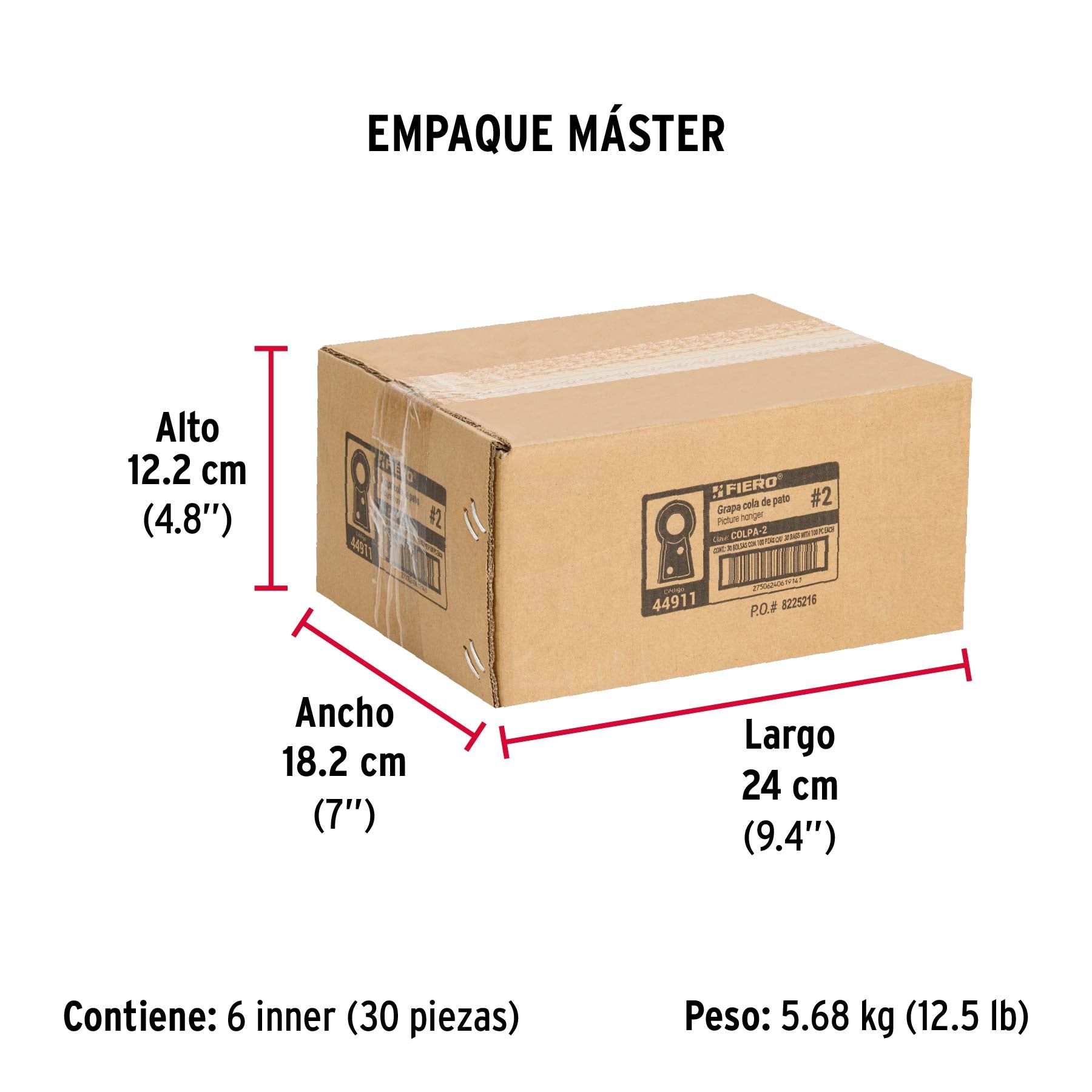 Cola de pato #2, 3.5 cm, bolsa 100 piezas