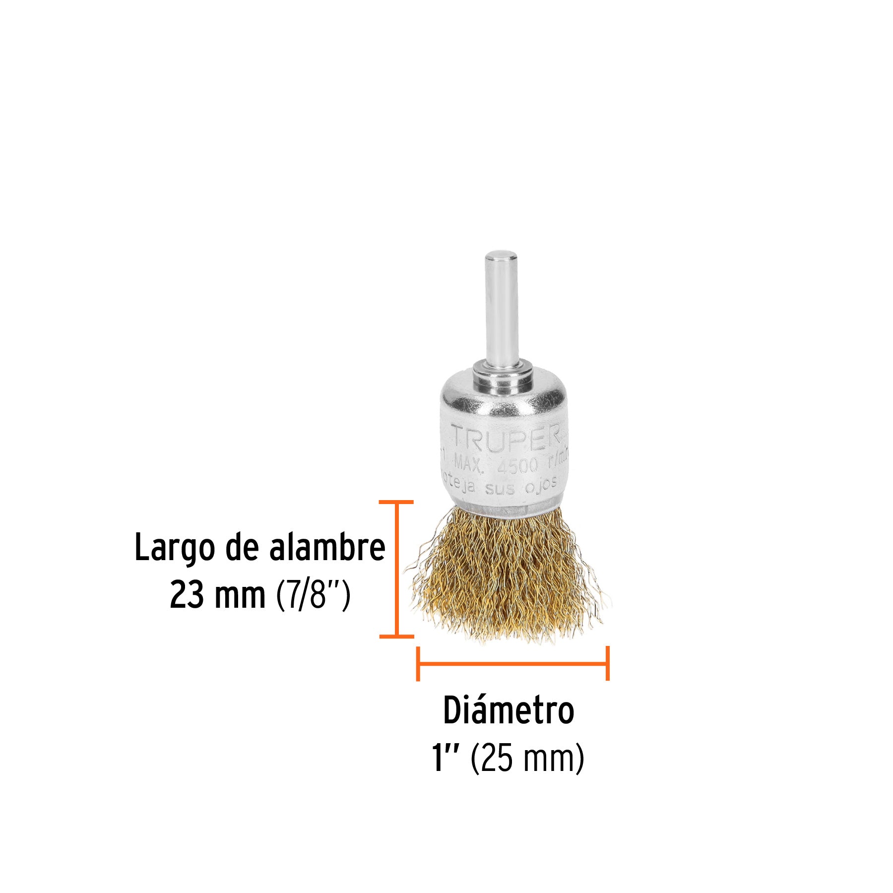Carda de copa, alambre grueso, 1" para taladro