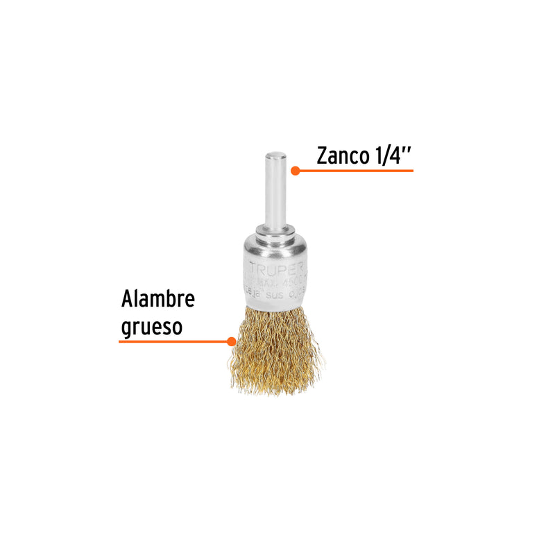 Carda de copa, alambre grueso, 3/4" para taladro